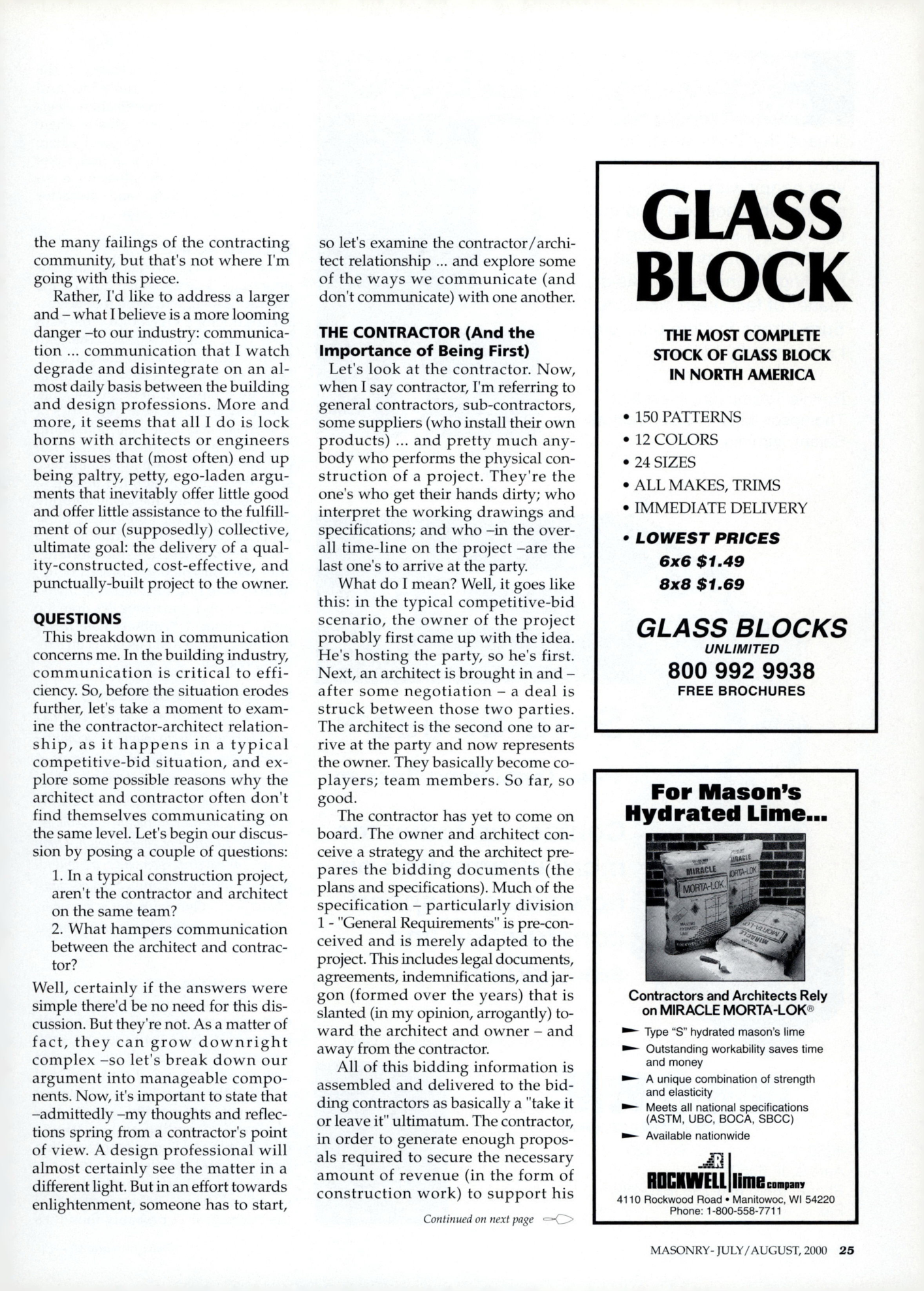 Masonry Magazine August 2000 Page. 25