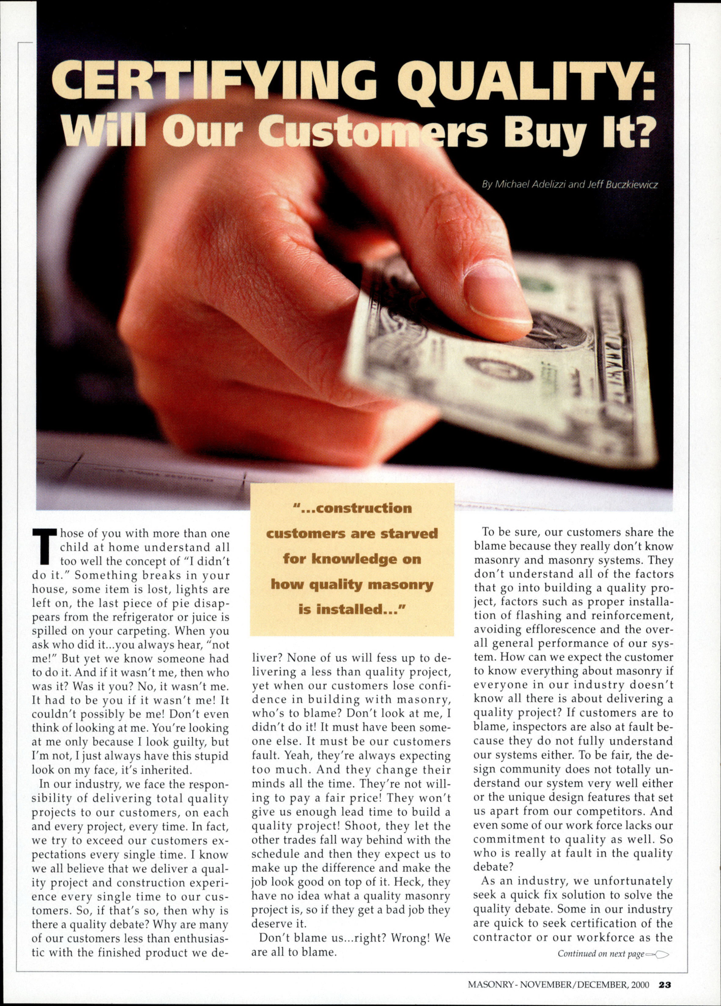 Masonry Magazine December 2000 Page. 23