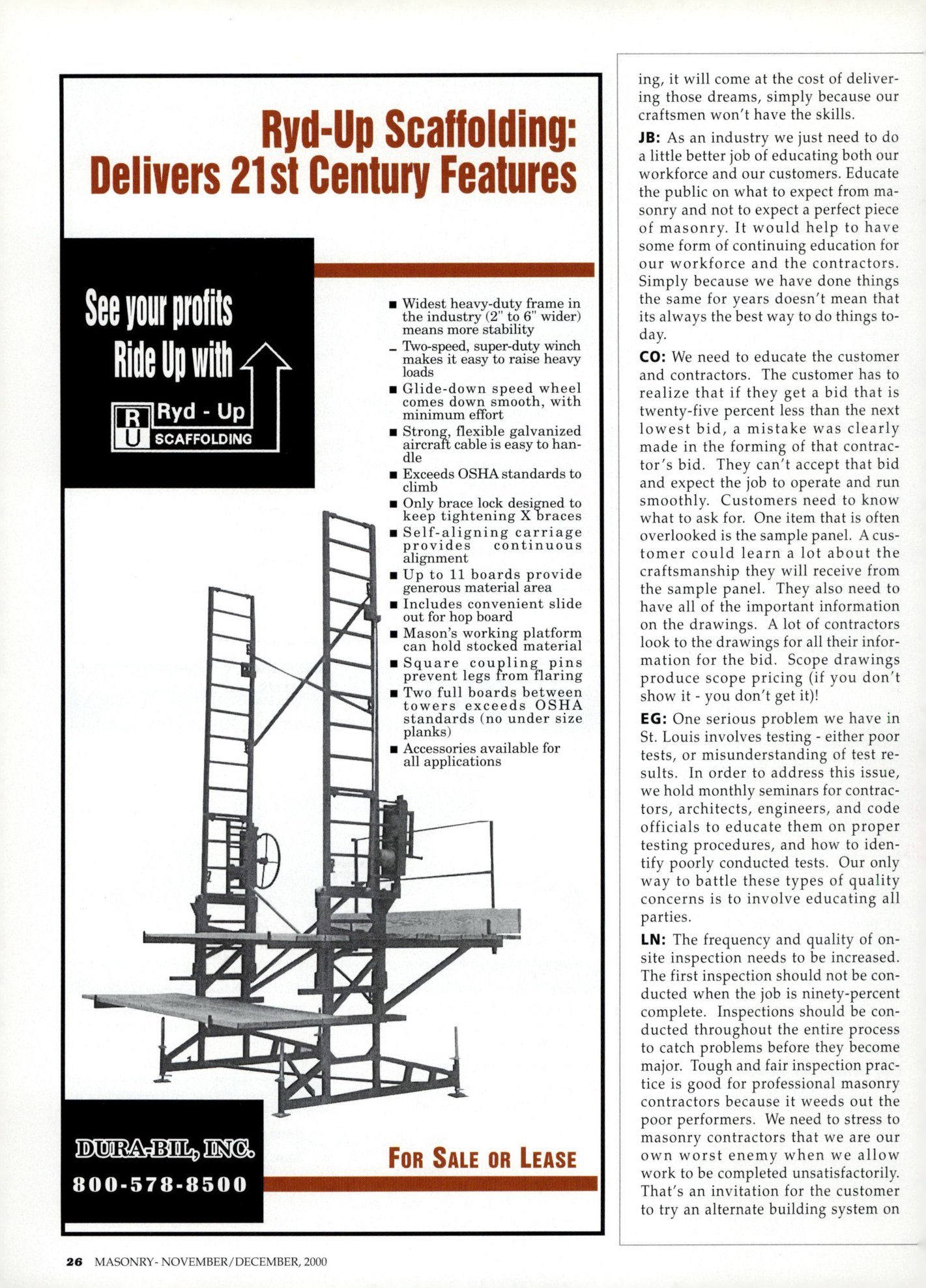 Masonry Magazine December 2000 Page. 26