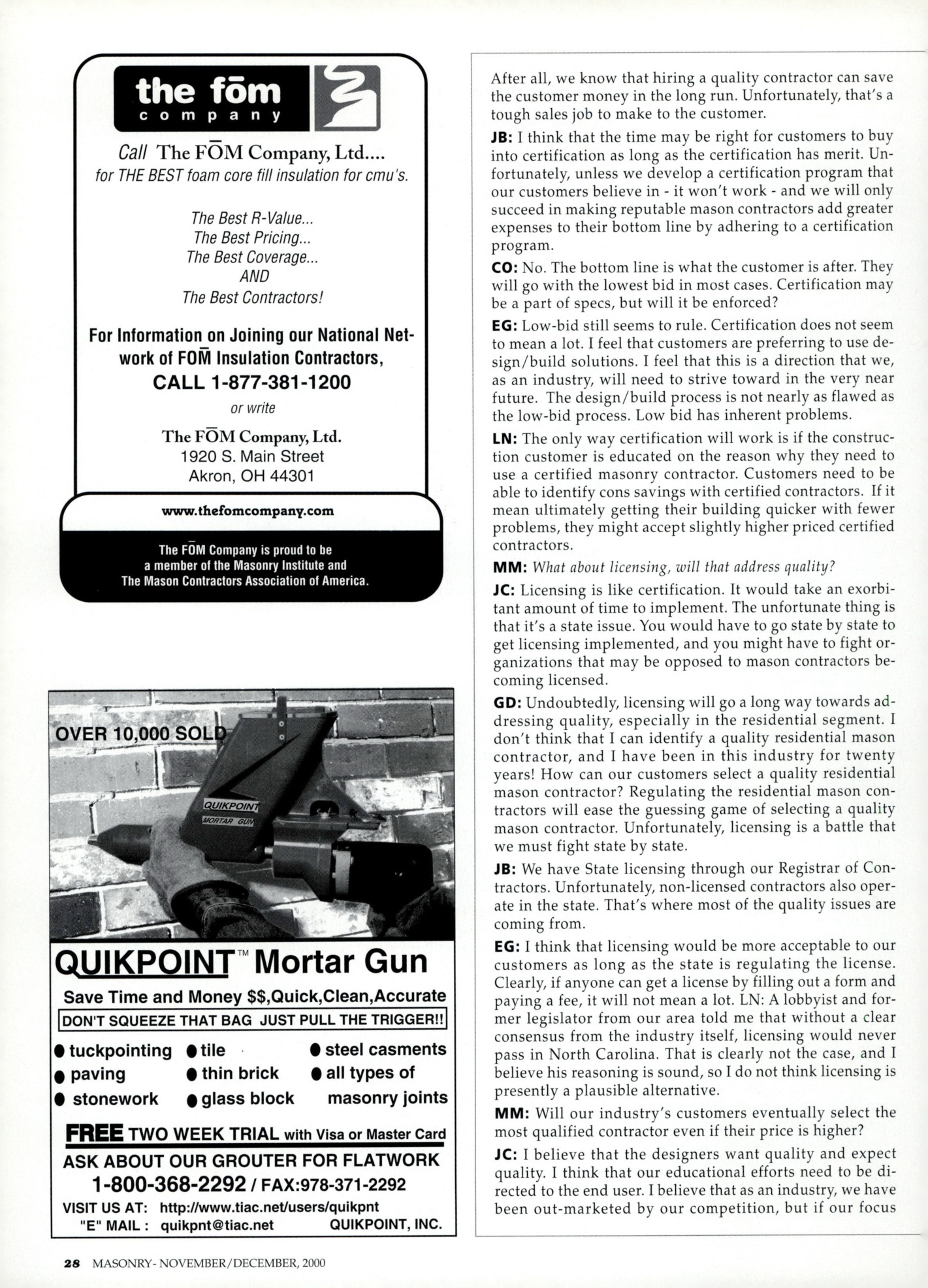 Masonry Magazine December 2000 Page. 28