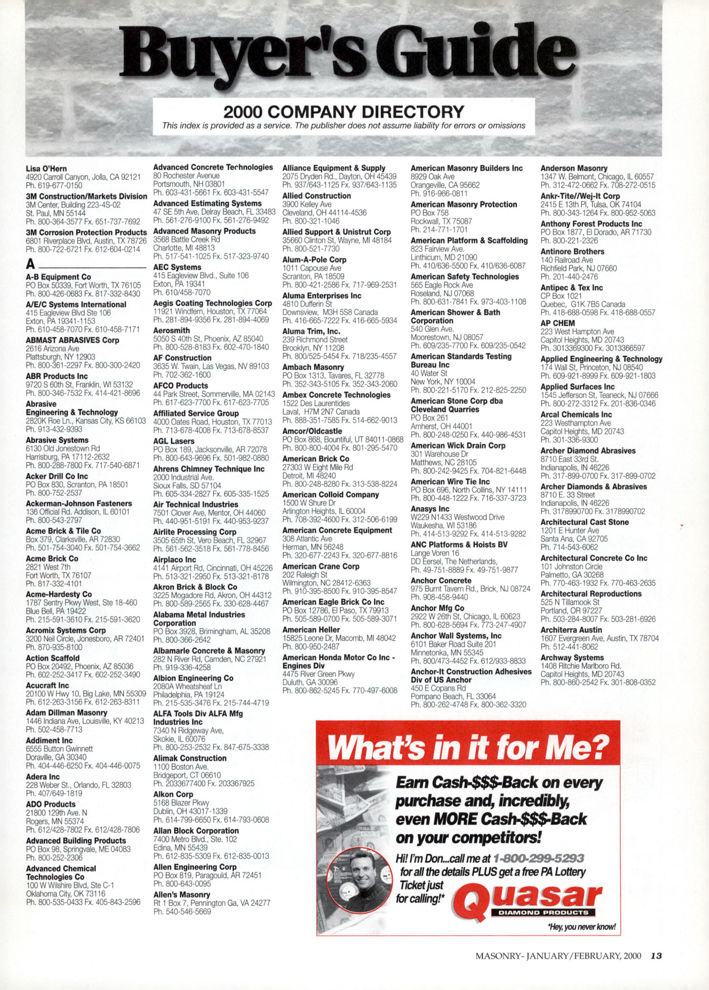 Masonry Magazine February 2000 Page. 13
