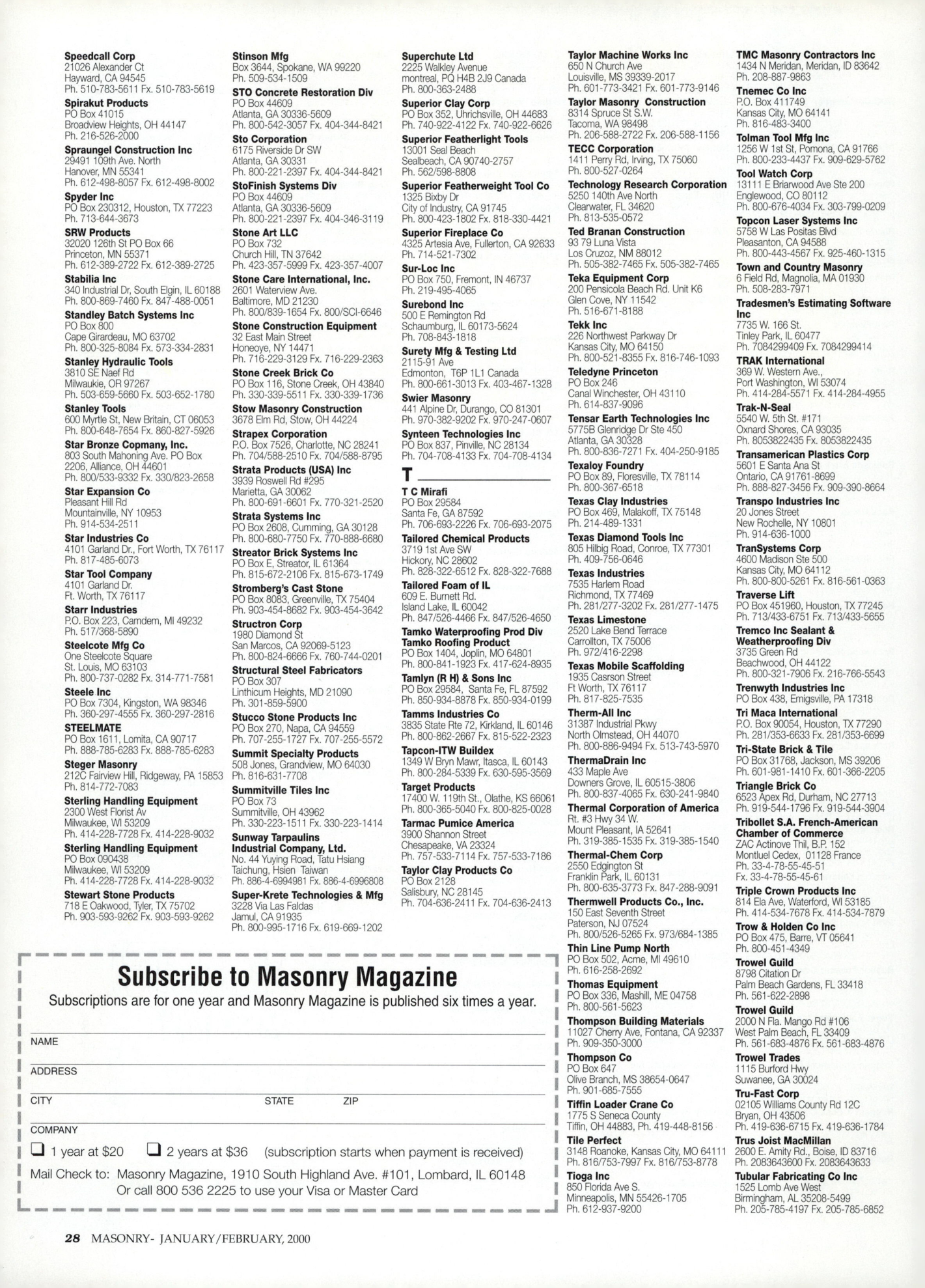 Masonry Magazine February 2000 Page. 28