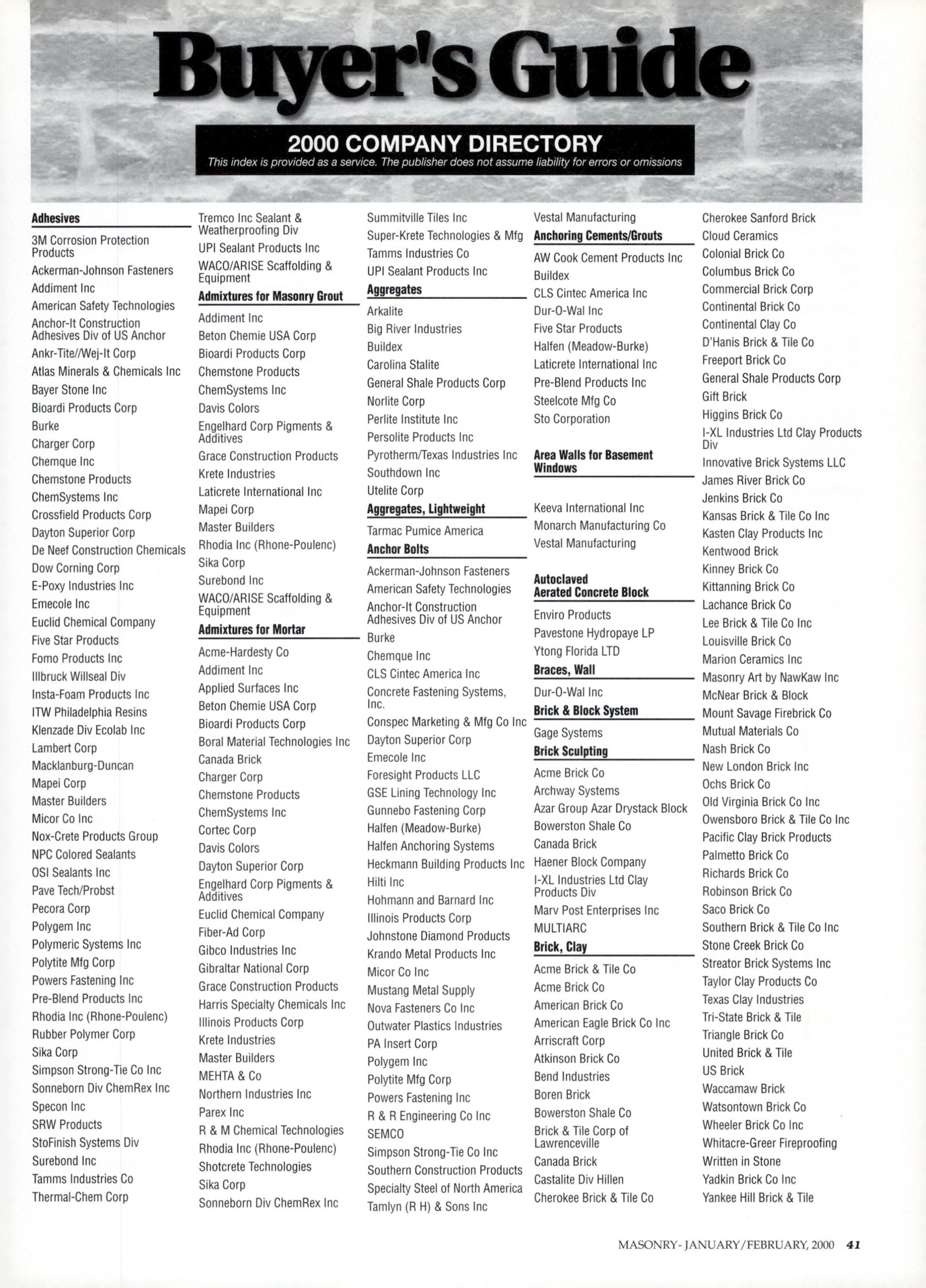 Masonry Magazine February 2000 Page. 41