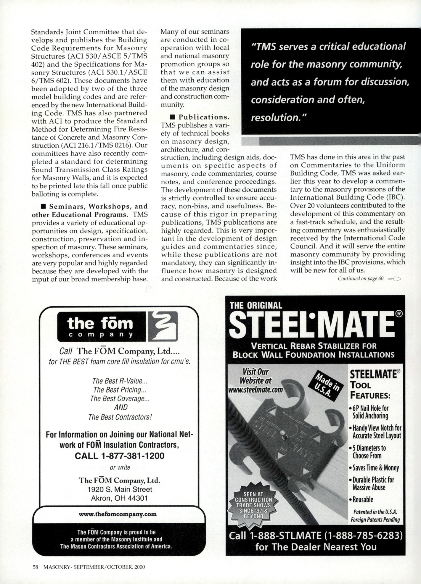 Masonry Magazine October 2000 Page. 58