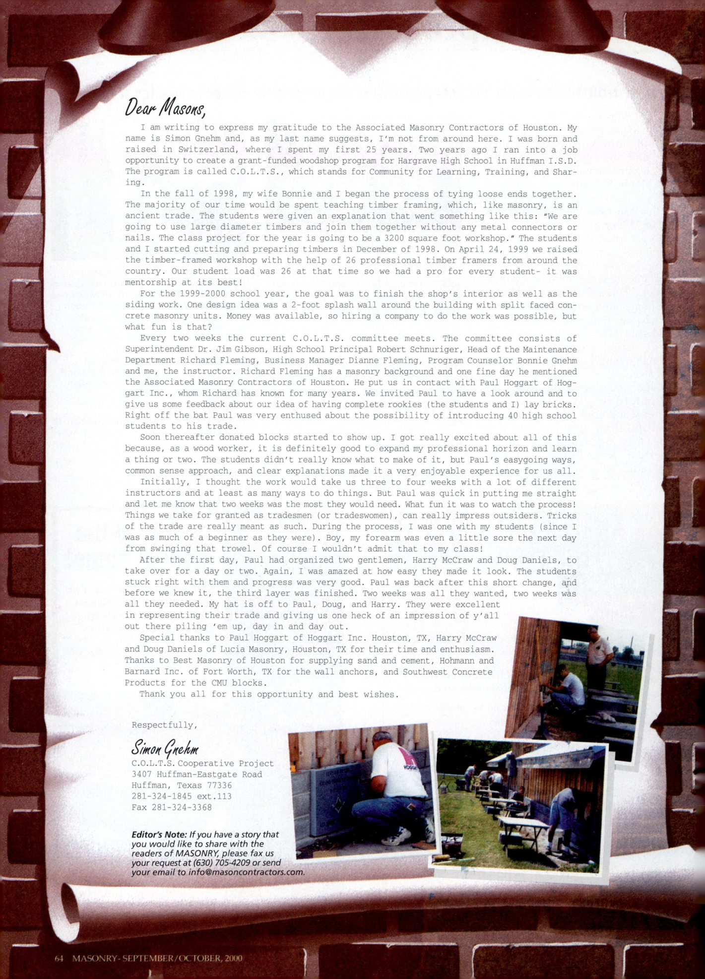 Masonry Magazine October 2000 Page. 64