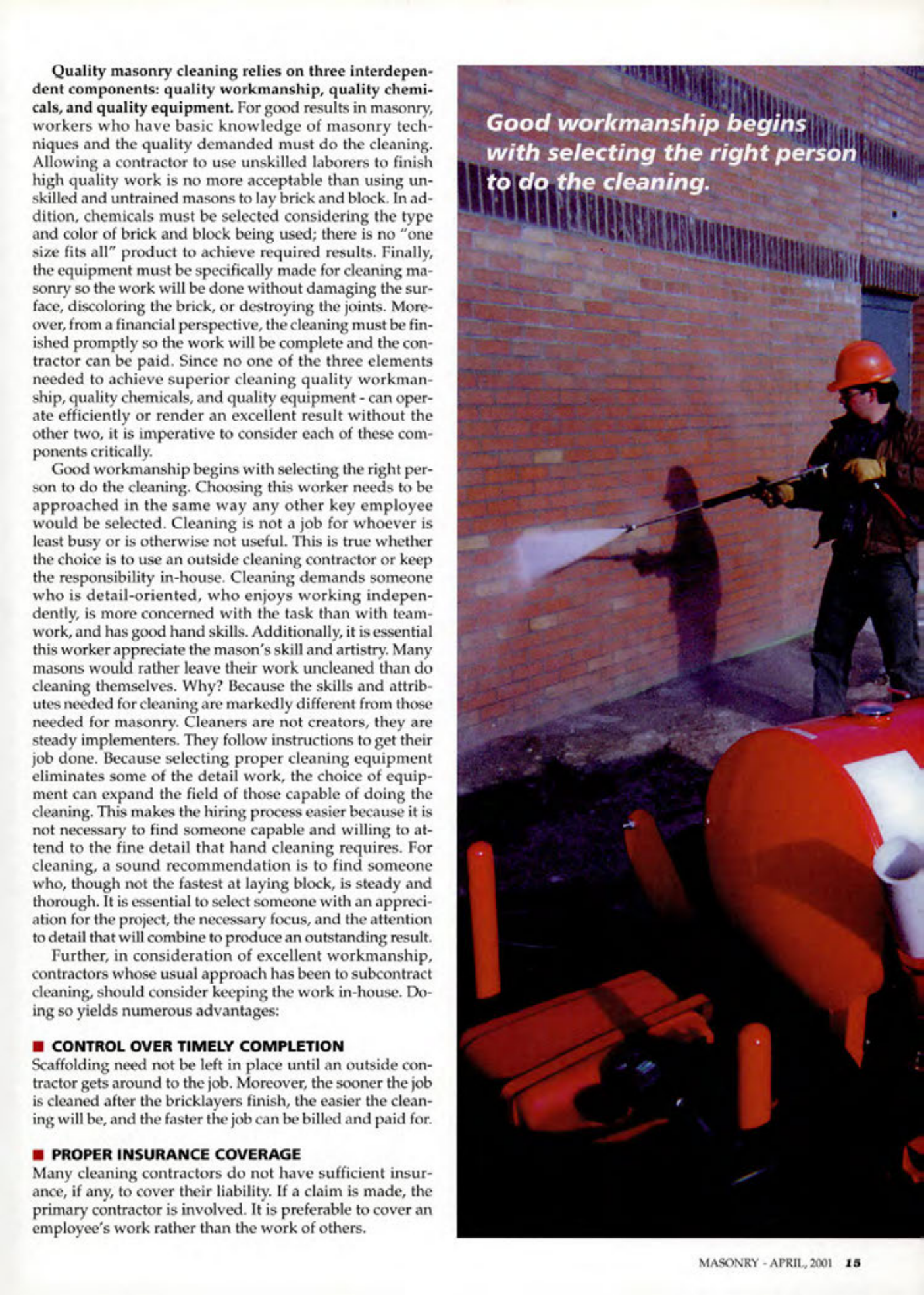 Masonry Magazine April 2001 Page. 15