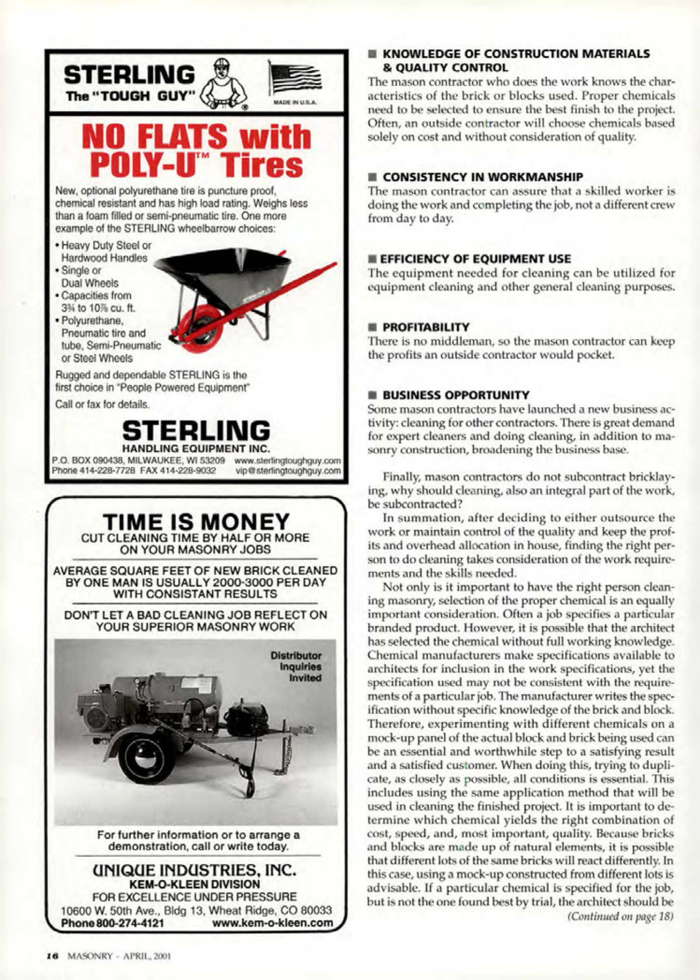 Masonry Magazine April 2001 Page. 16