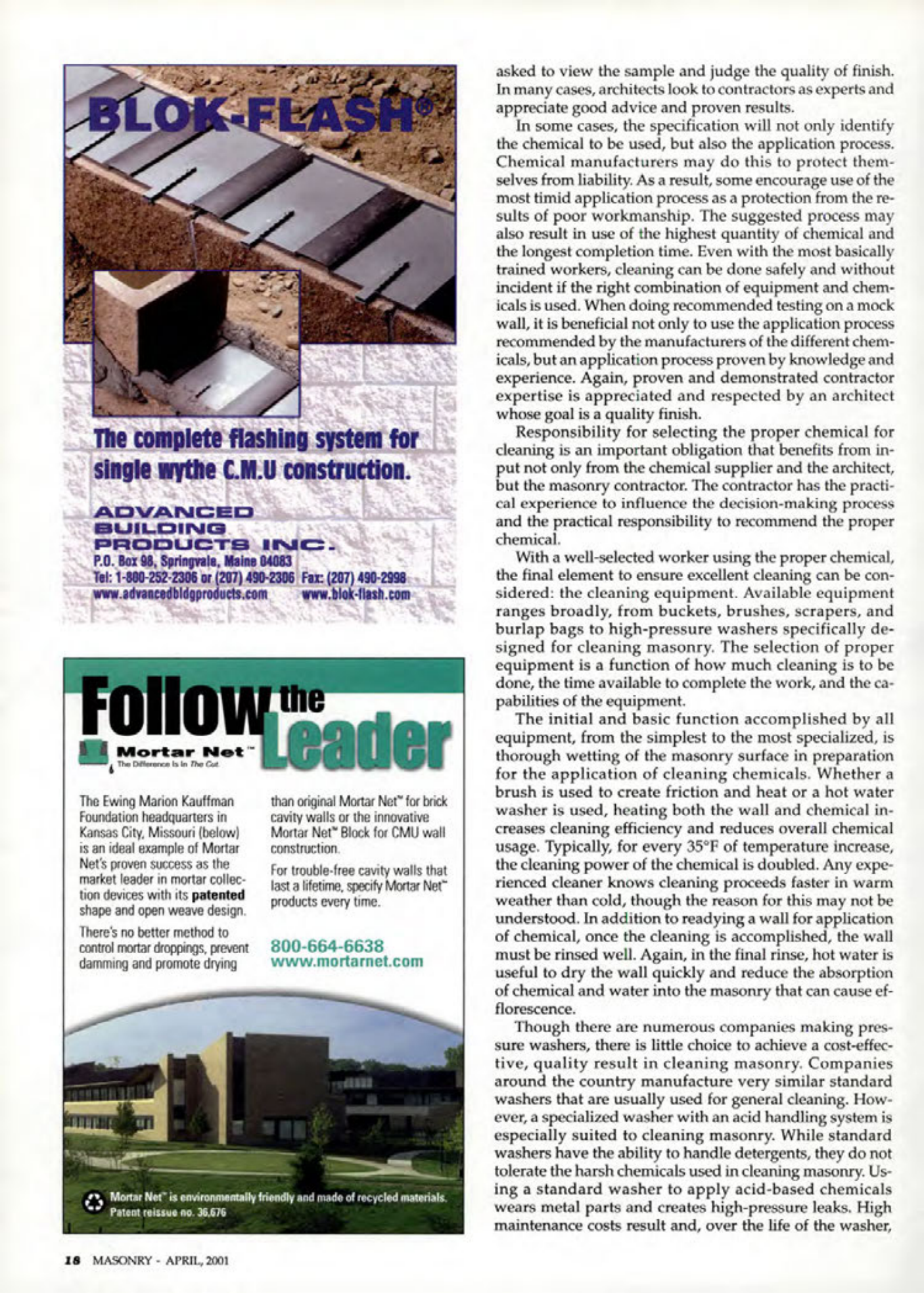 Masonry Magazine April 2001 Page. 18