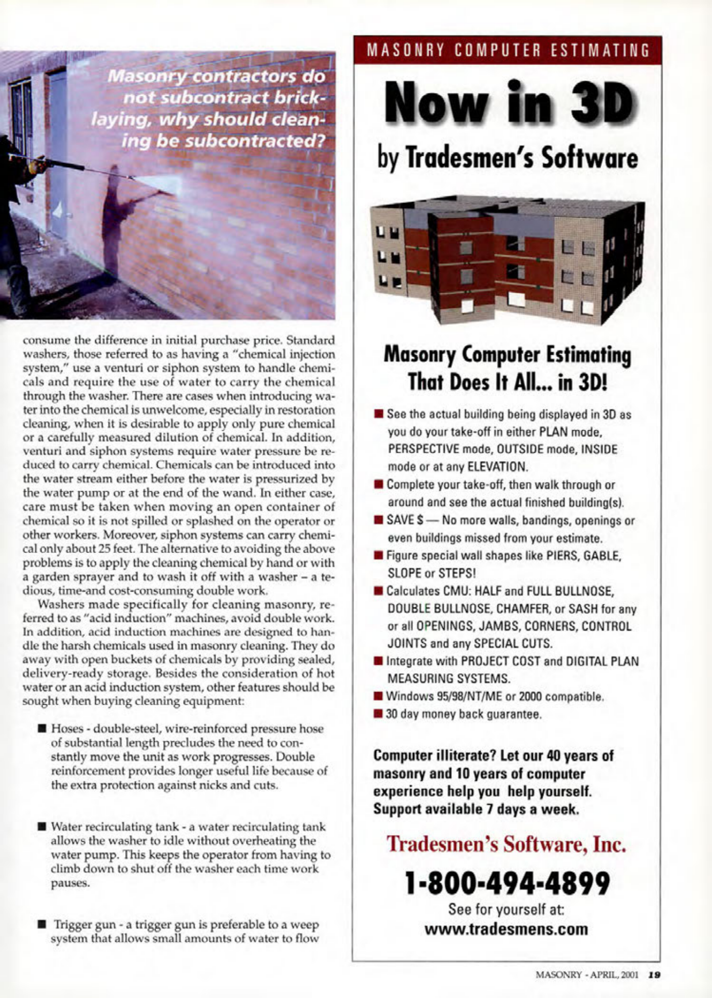 Masonry Magazine April 2001 Page. 19