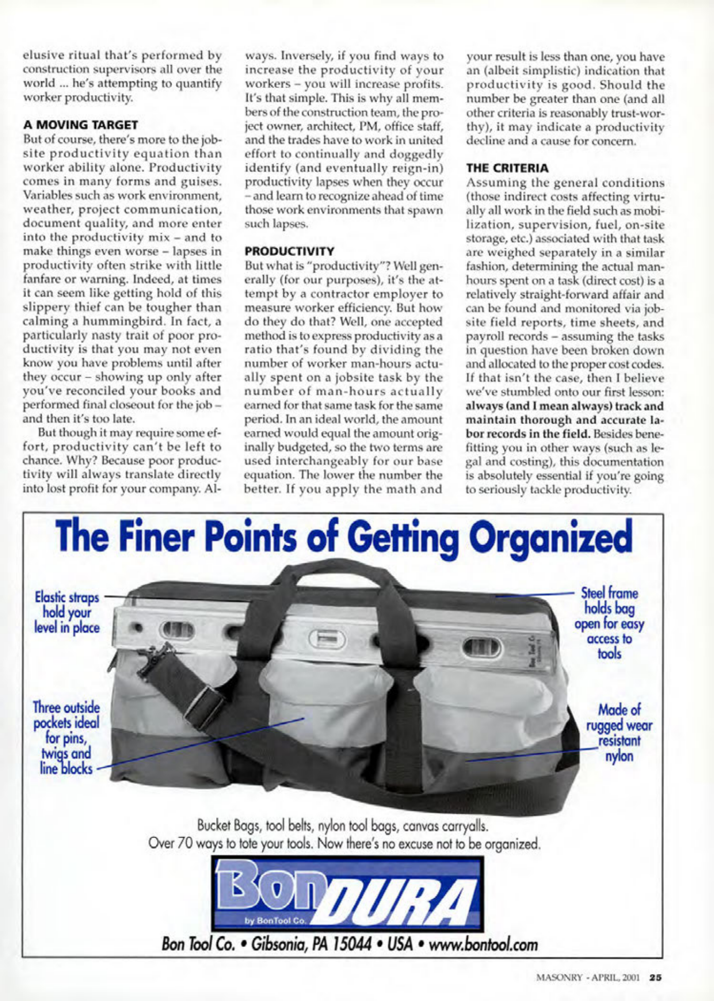 Masonry Magazine April 2001 Page. 25