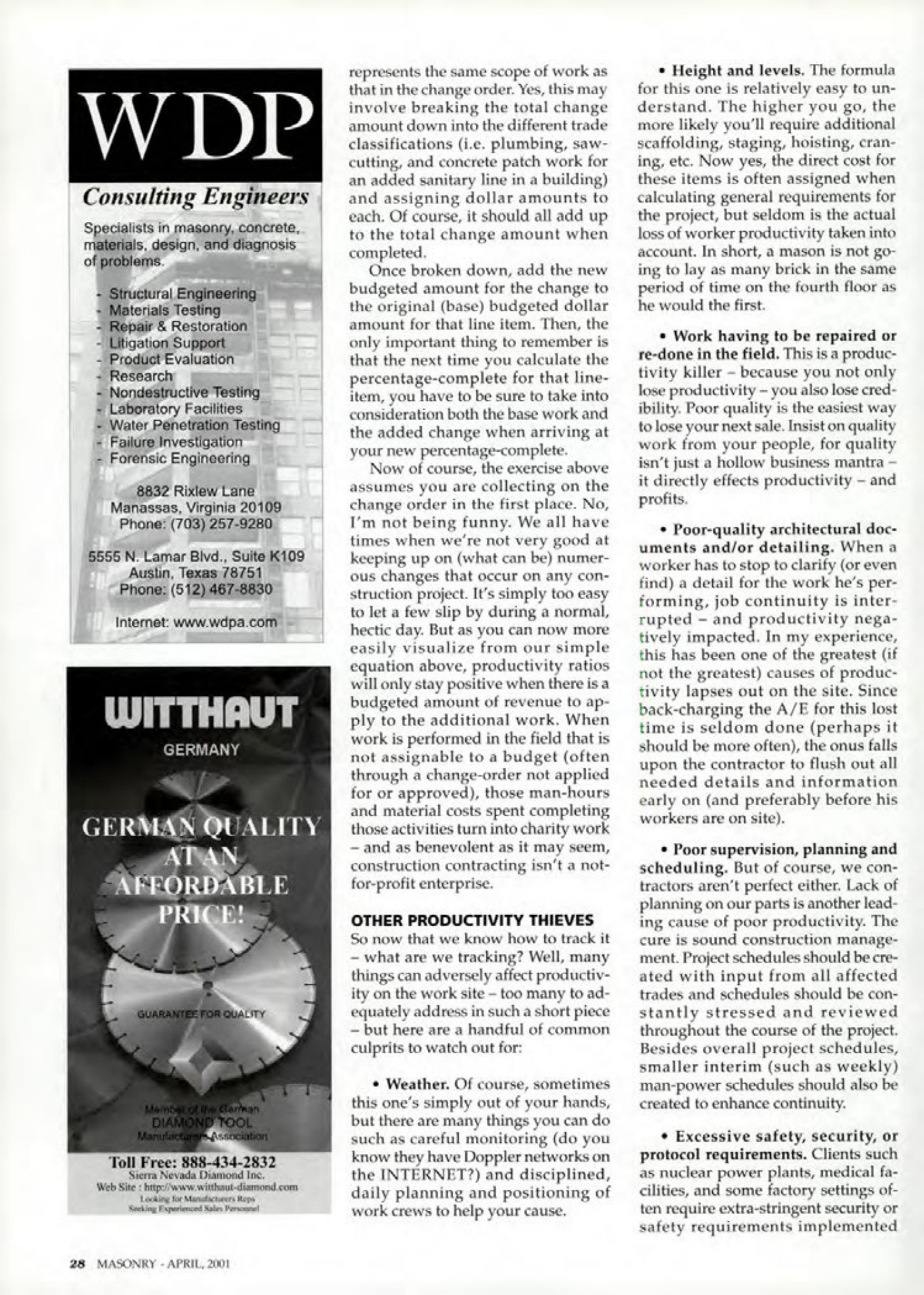 Masonry Magazine April 2001 Page. 28