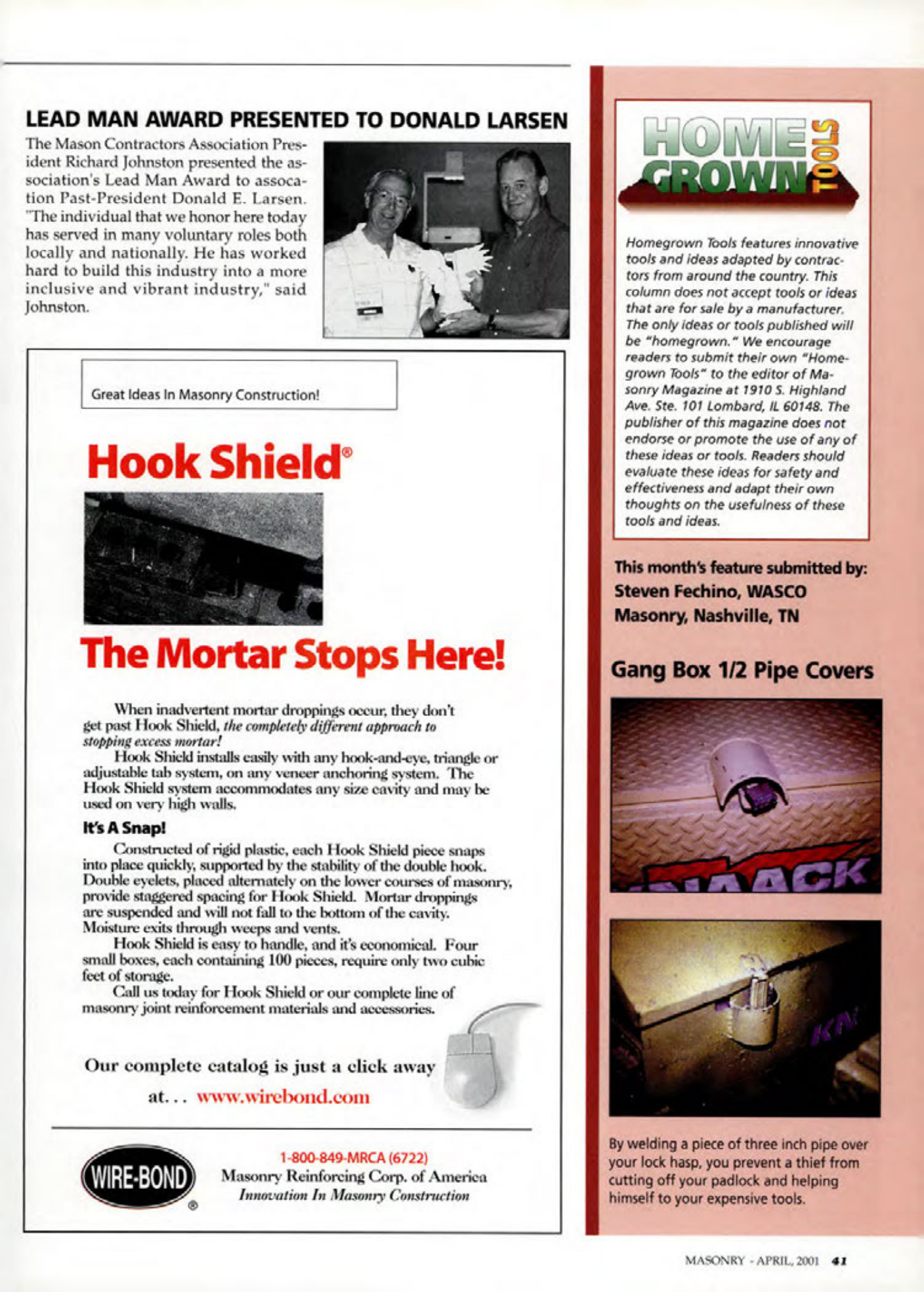 Masonry Magazine April 2001 Page. 41