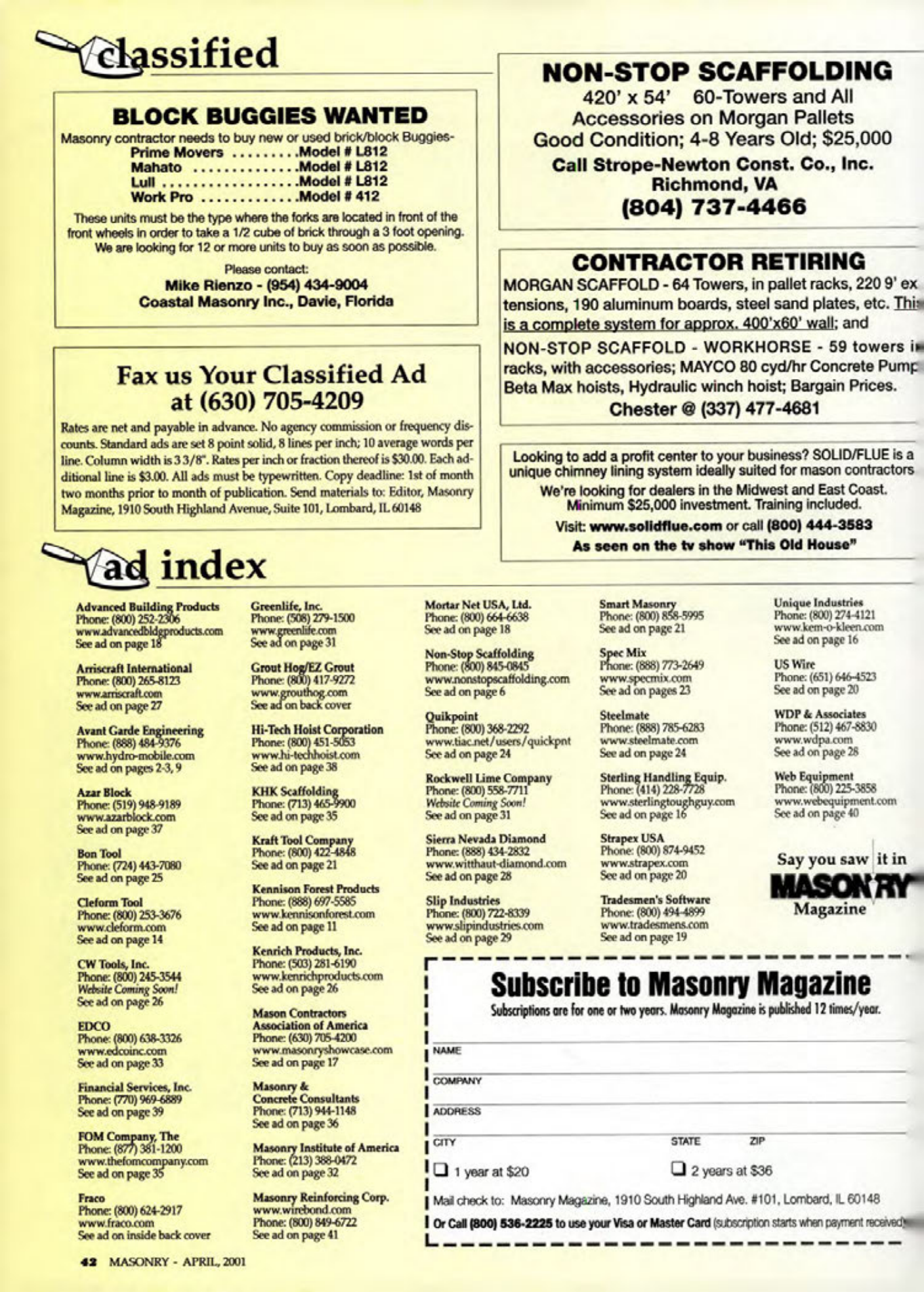 Masonry Magazine April 2001 Page. 42