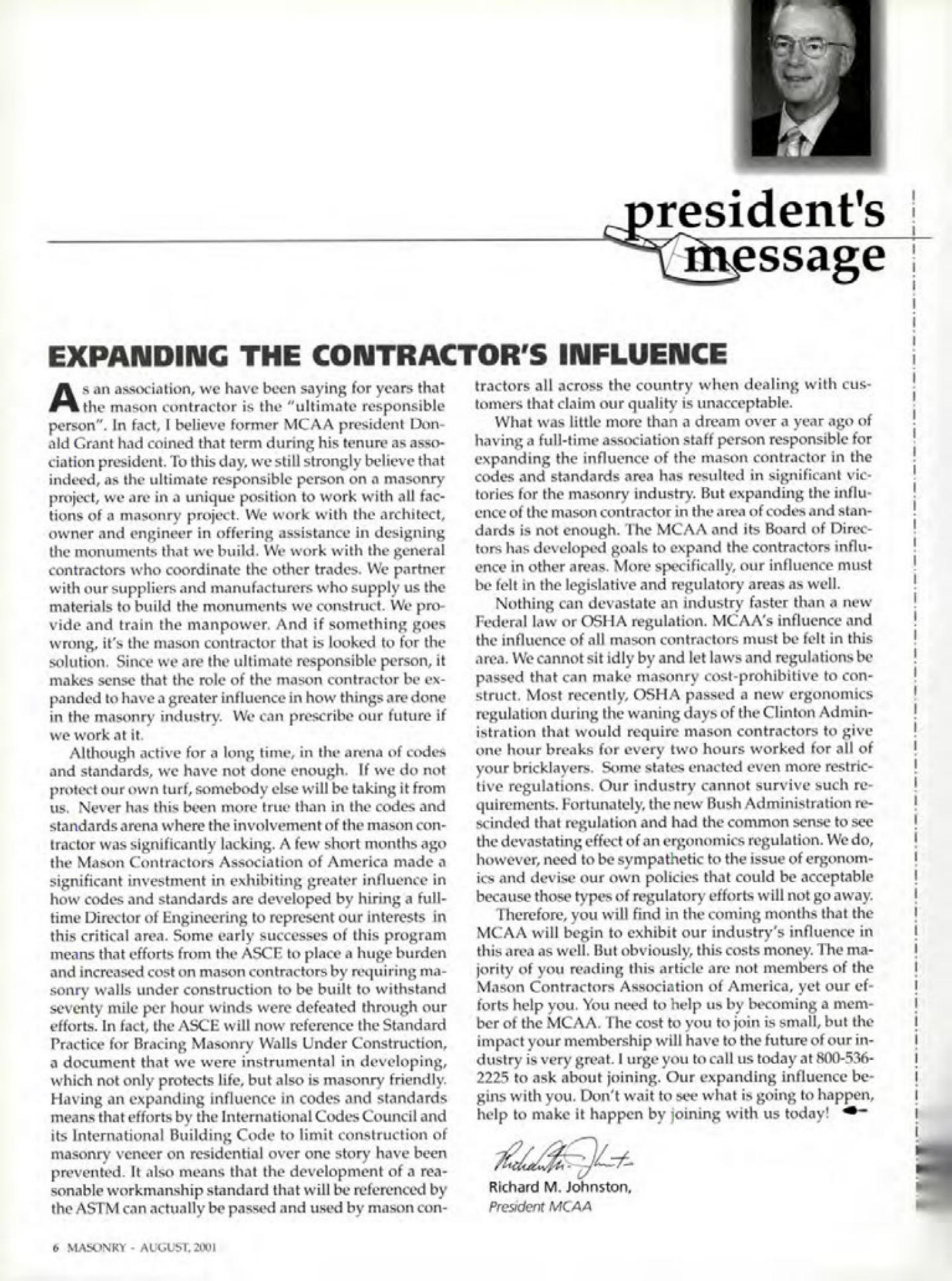Masonry Magazine August 2001 Page. 6