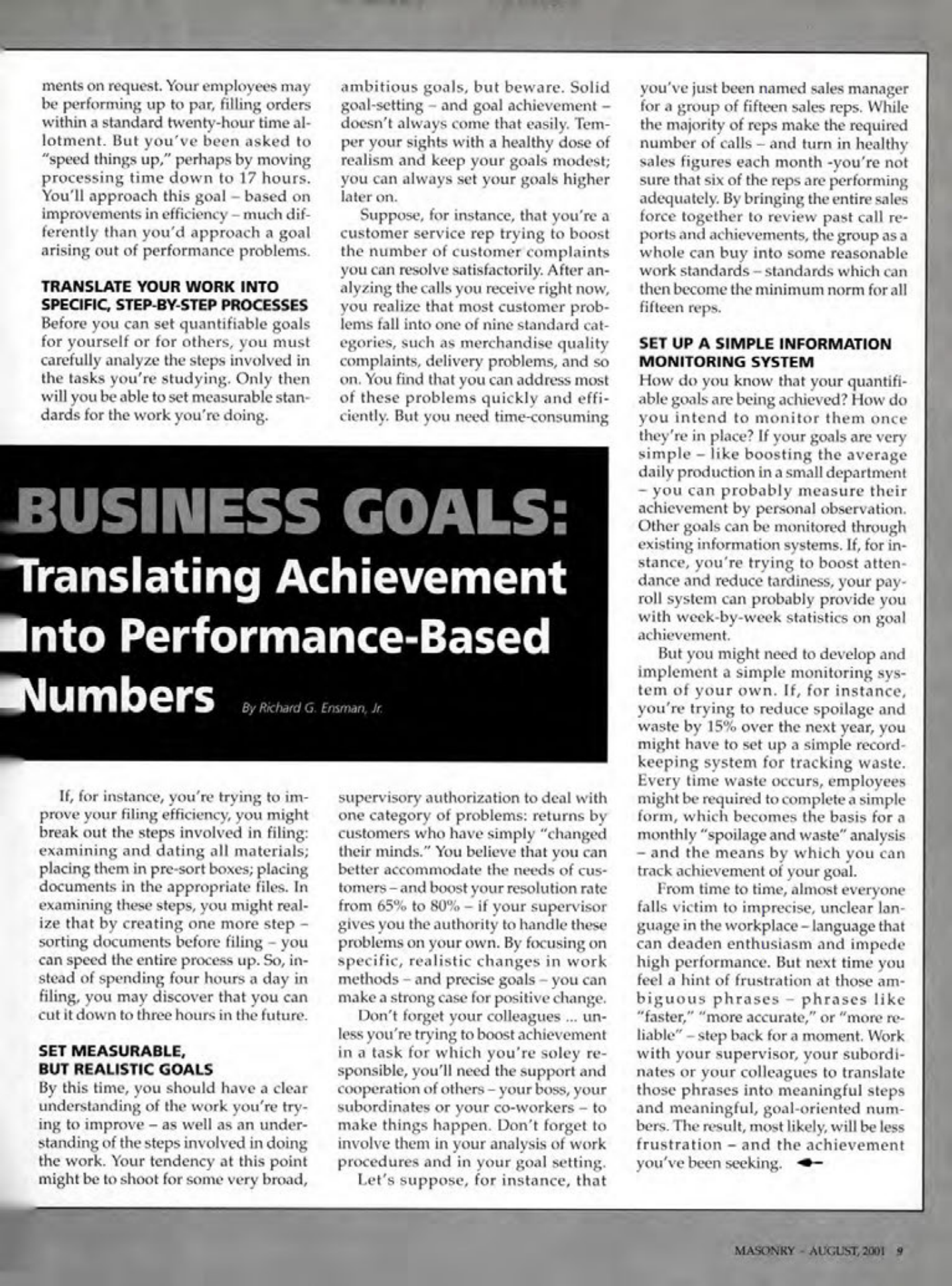 Masonry Magazine August 2001 Page. 9