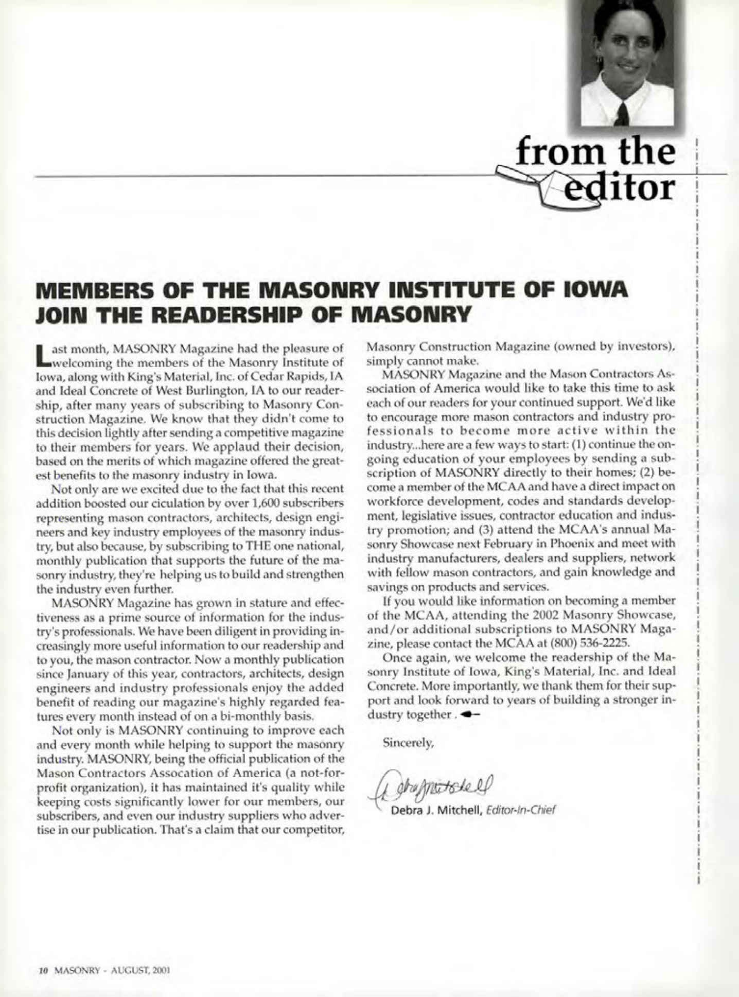 Masonry Magazine August 2001 Page. 10