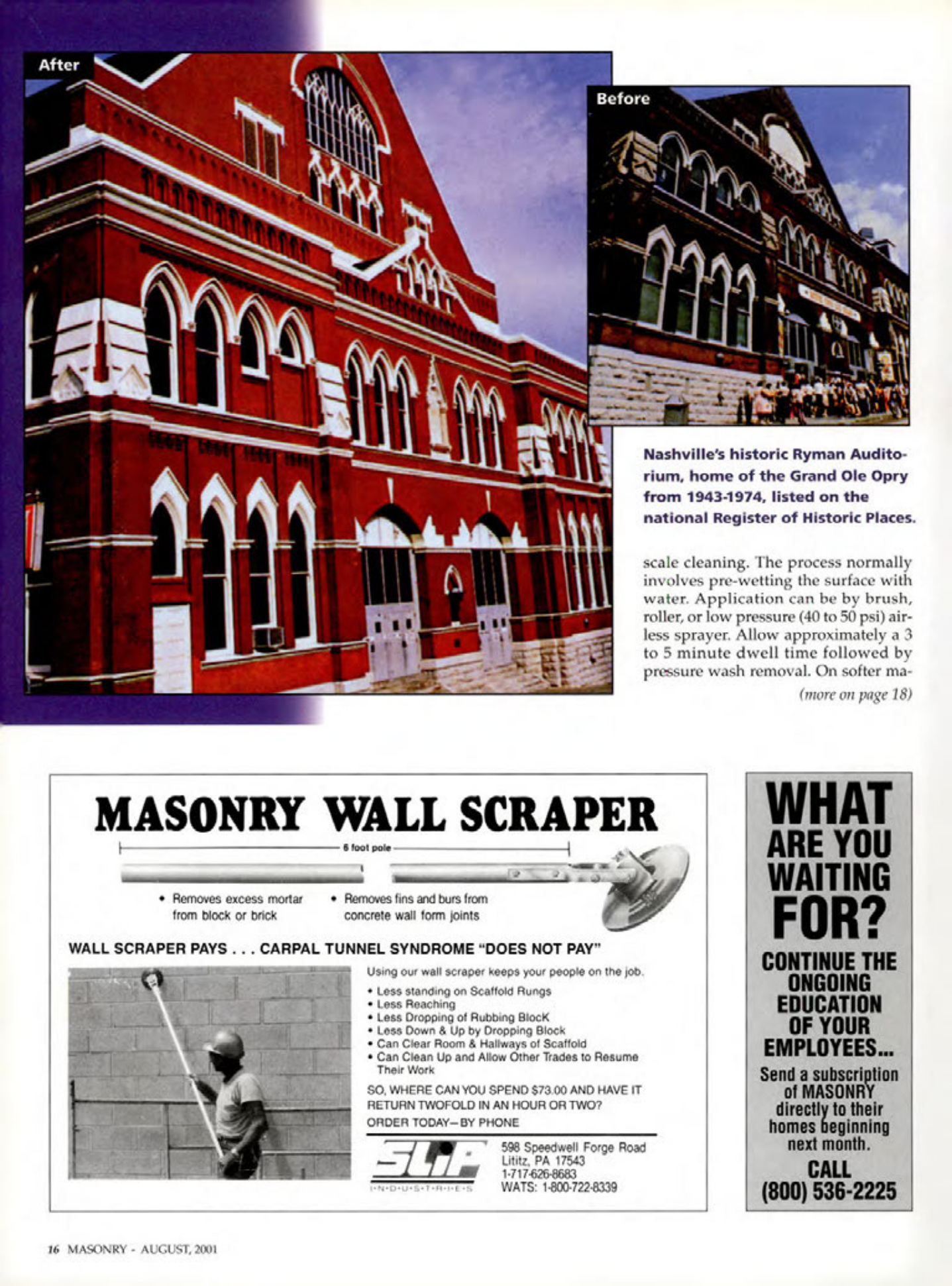 Masonry Magazine August 2001 Page. 16