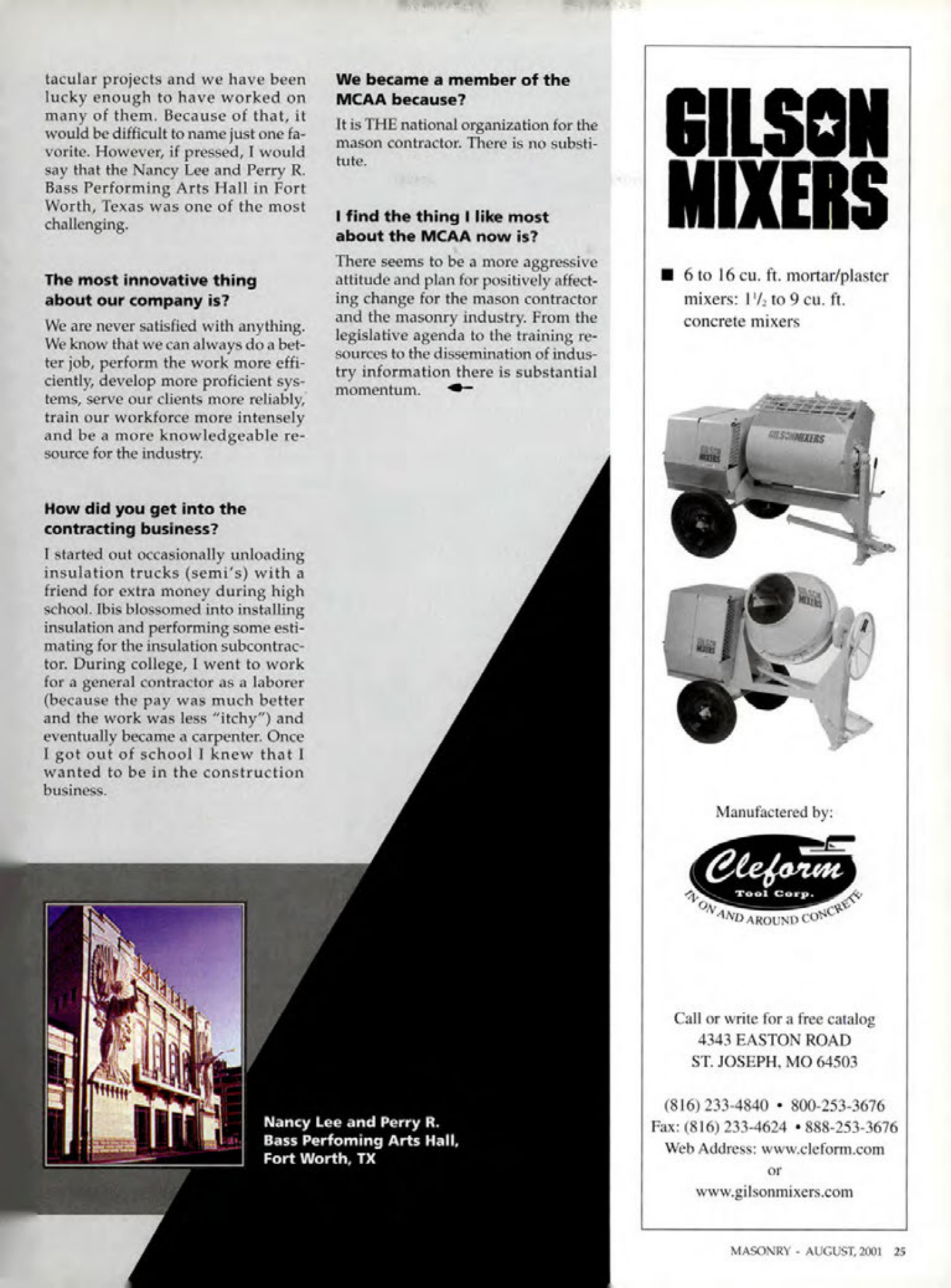 Masonry Magazine August 2001 Page. 25