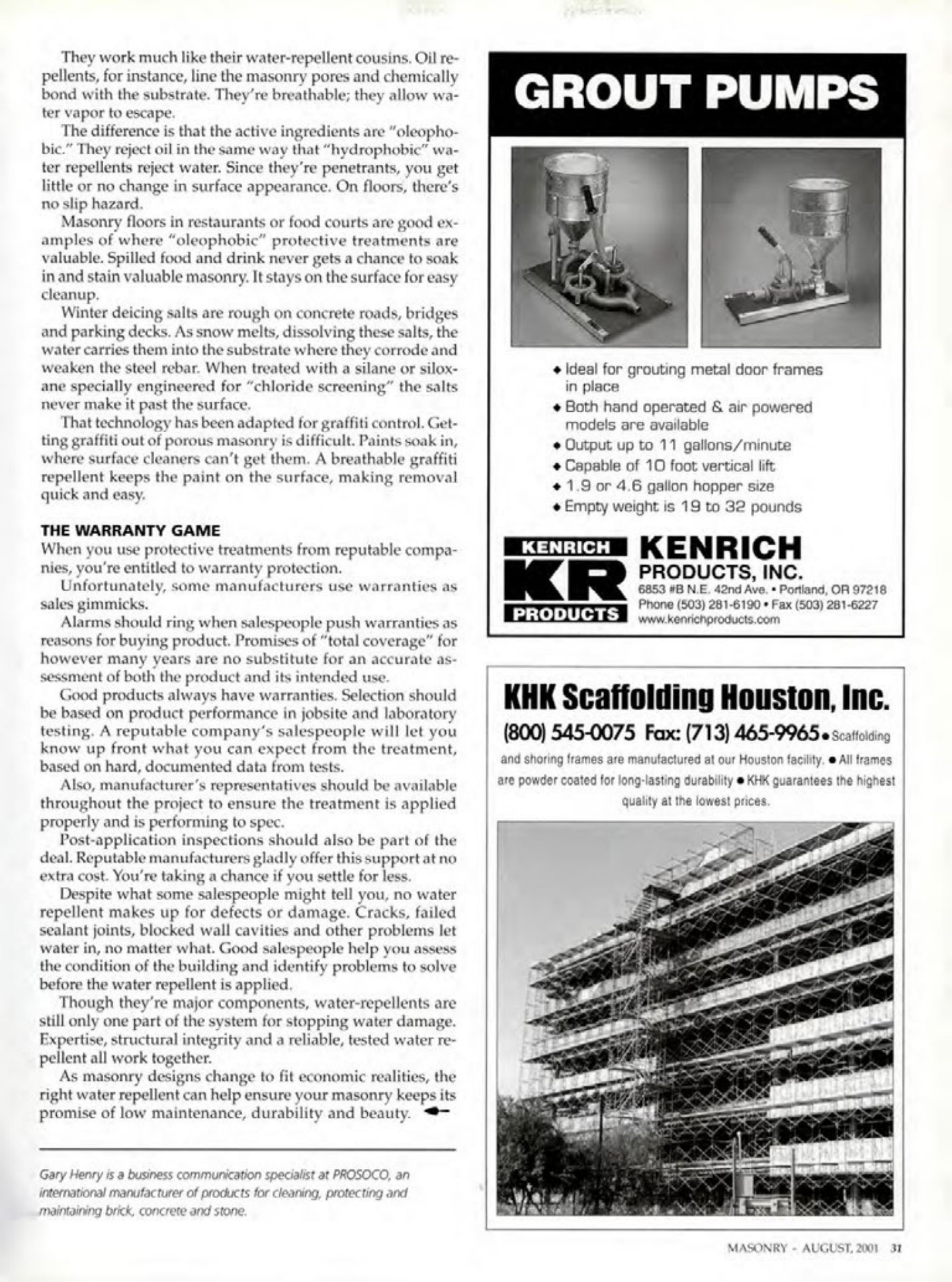 Masonry Magazine August 2001 Page. 31