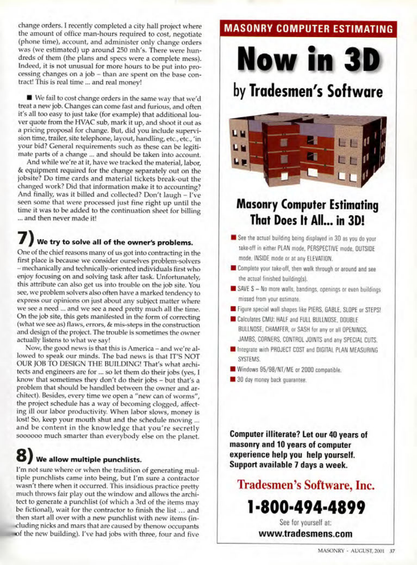 Masonry Magazine August 2001 Page. 37
