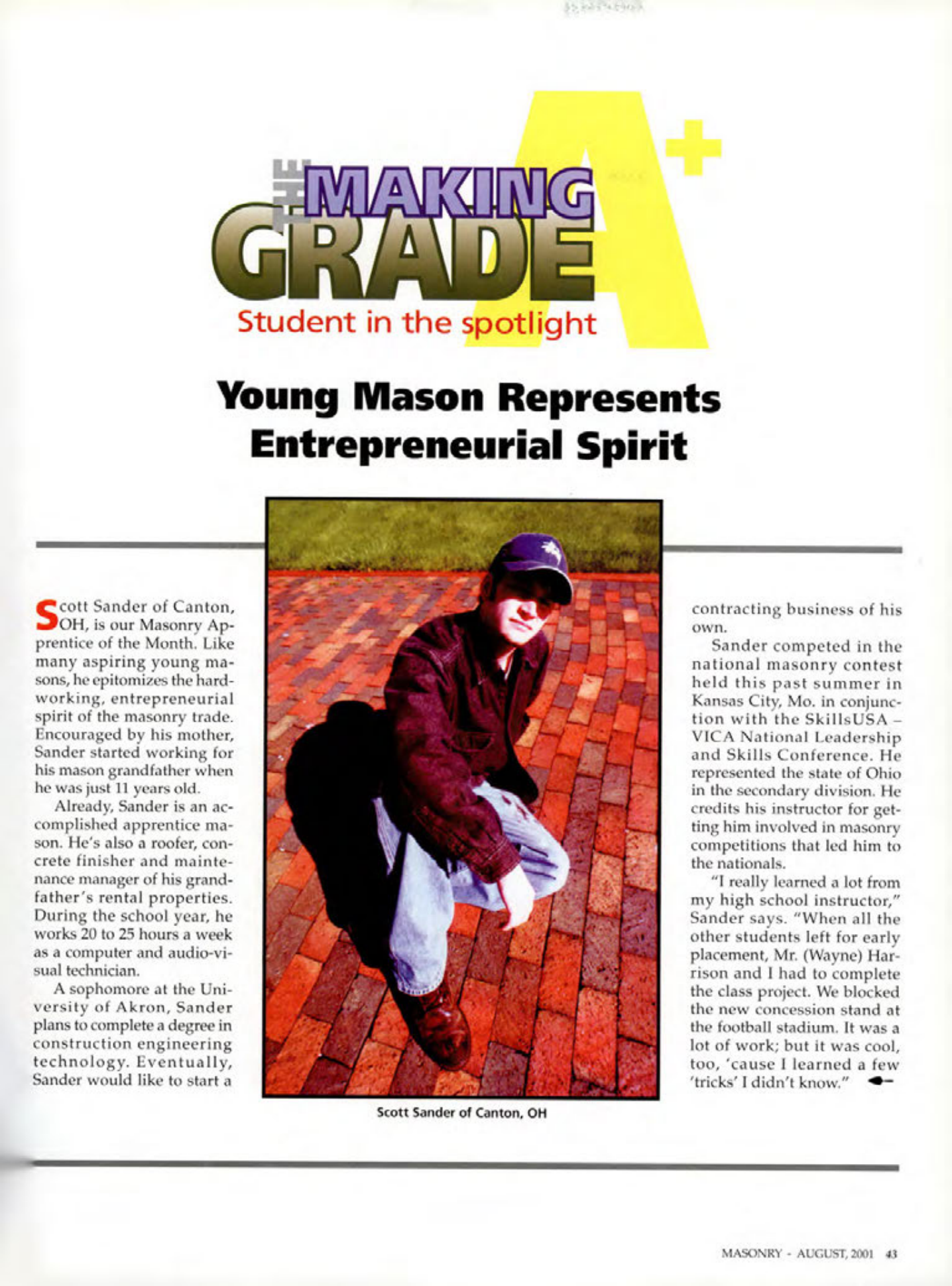 Masonry Magazine August 2001 Page. 43