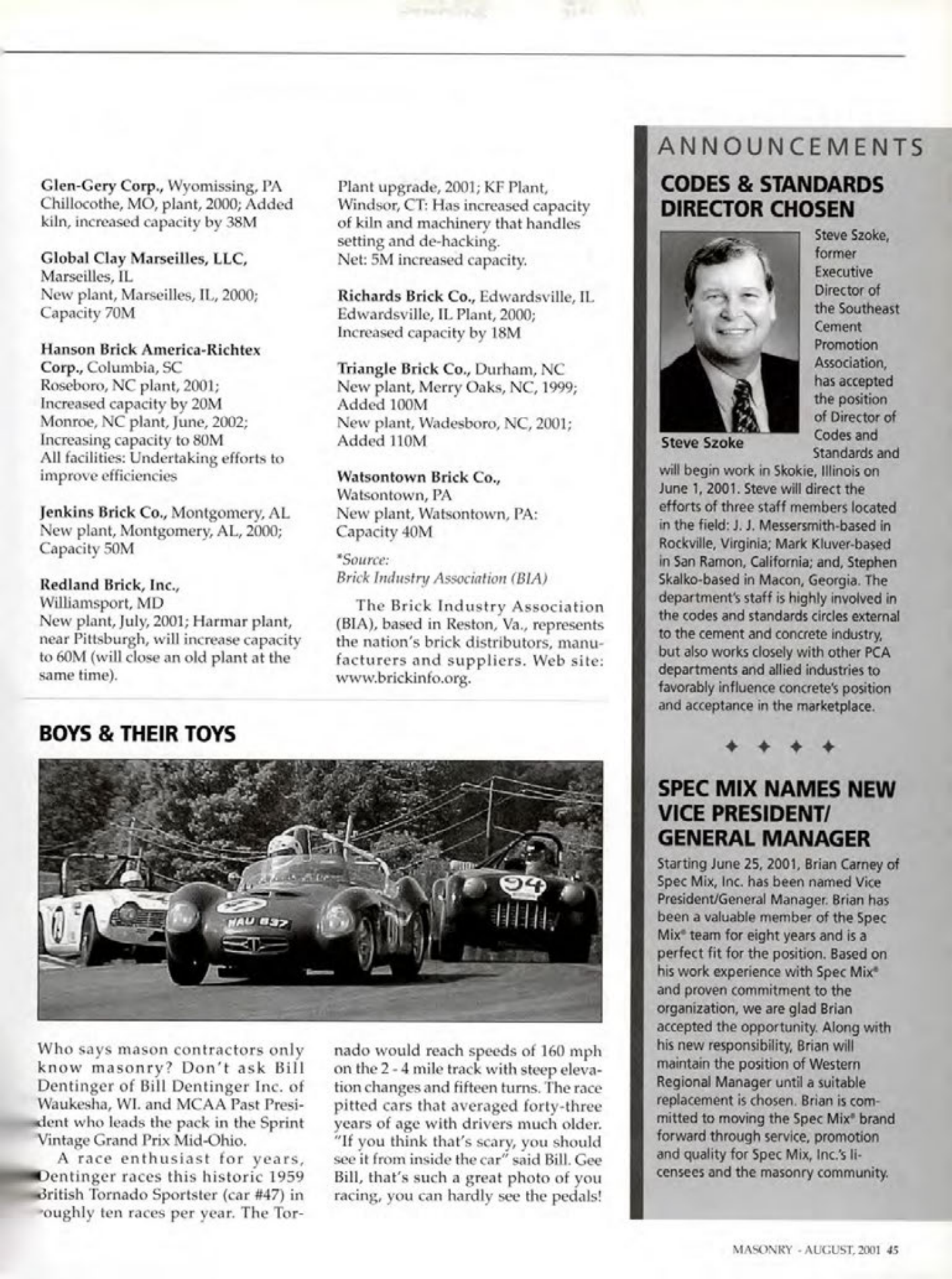 Masonry Magazine August 2001 Page. 45