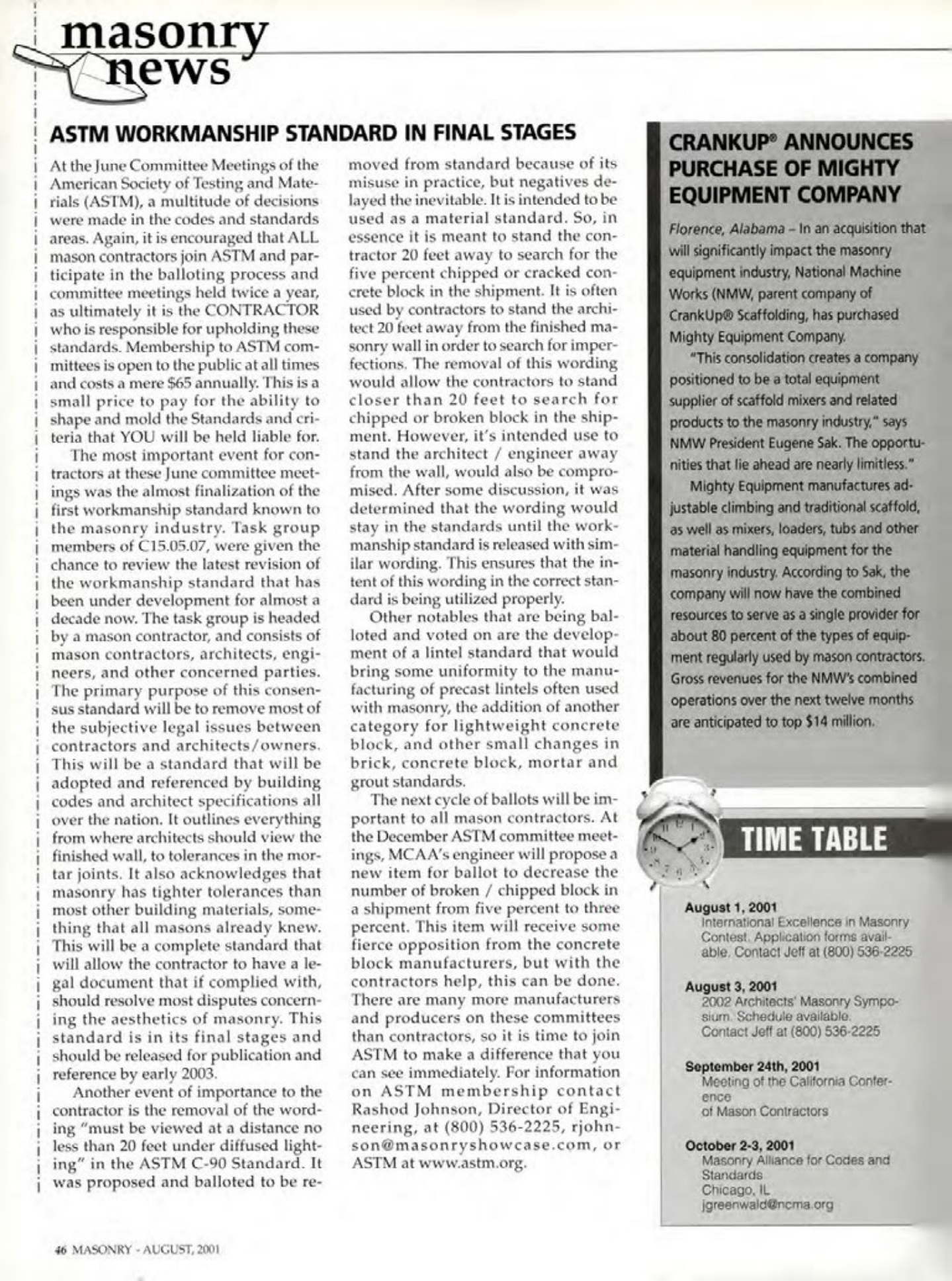 Masonry Magazine August 2001 Page. 46