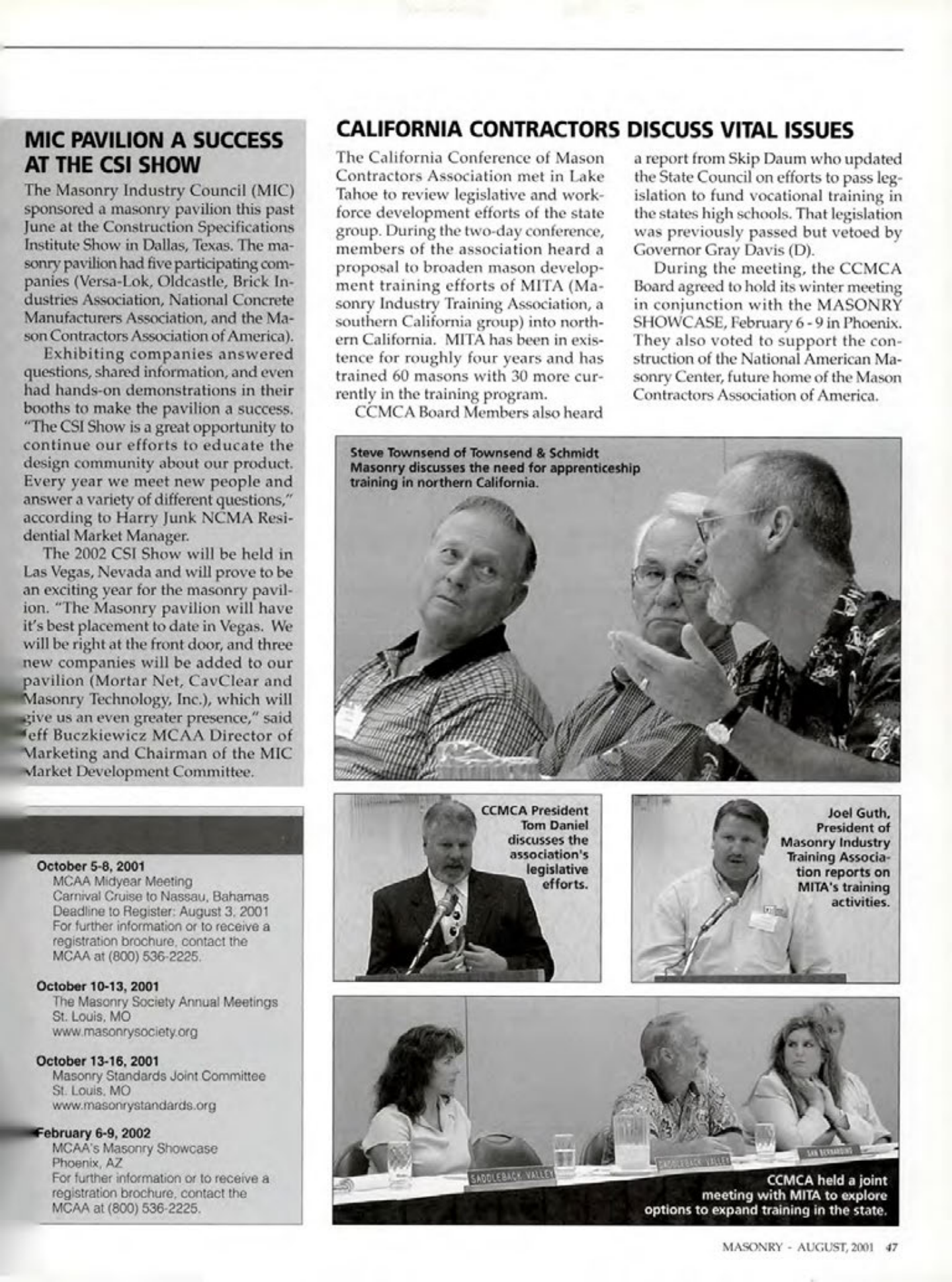 Masonry Magazine August 2001 Page. 47
