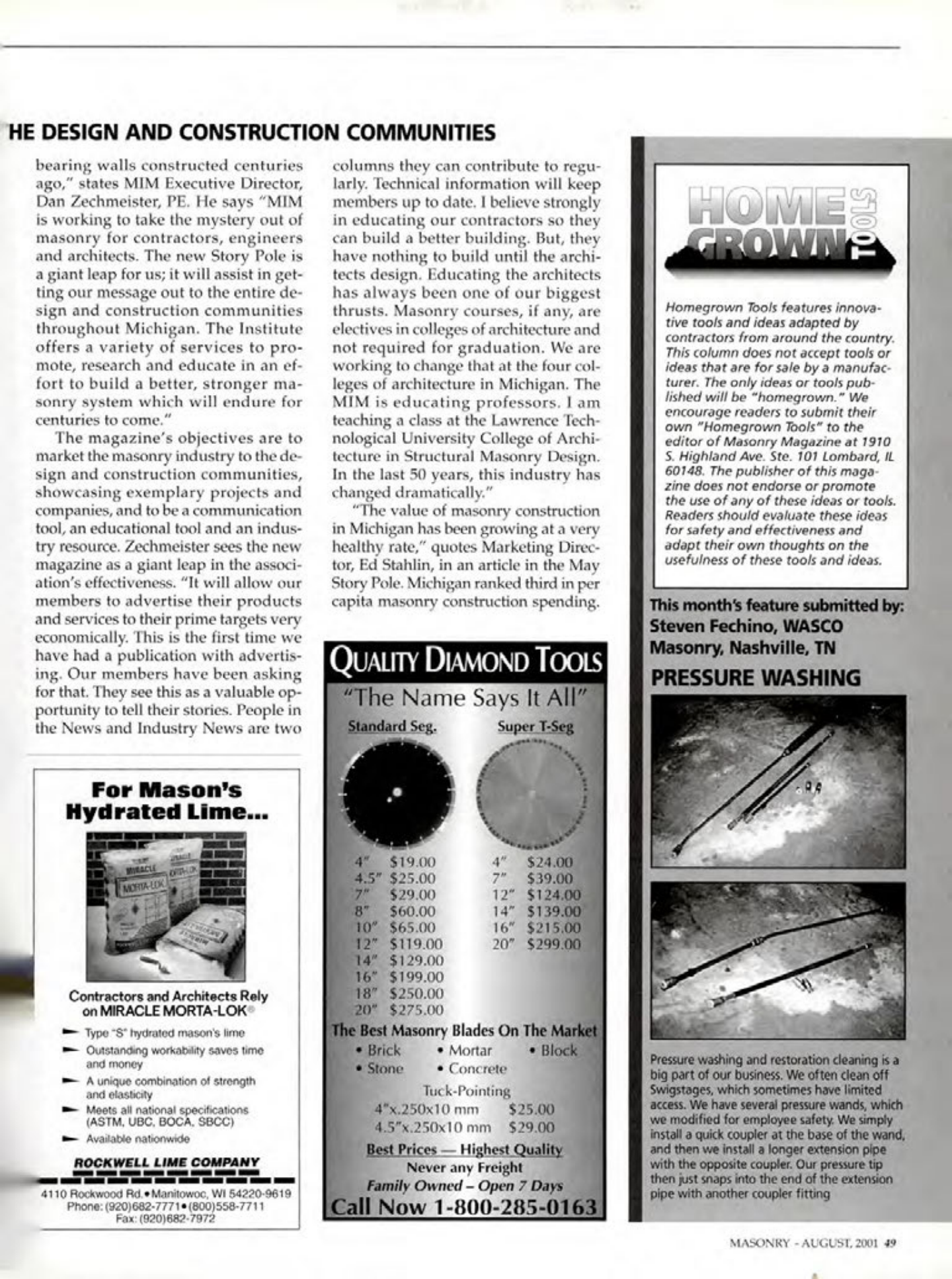 Masonry Magazine August 2001 Page. 49