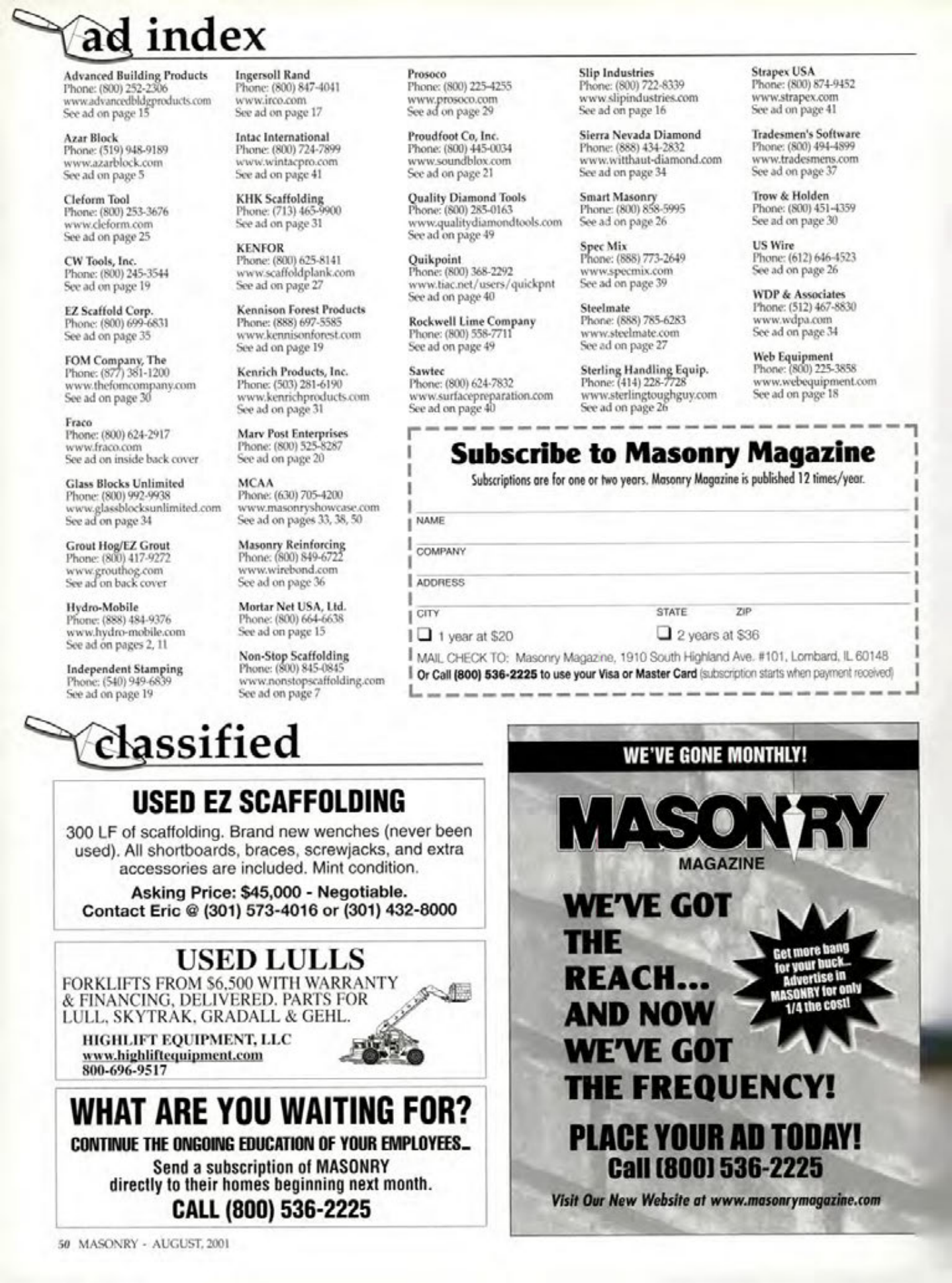 Masonry Magazine August 2001 Page. 50