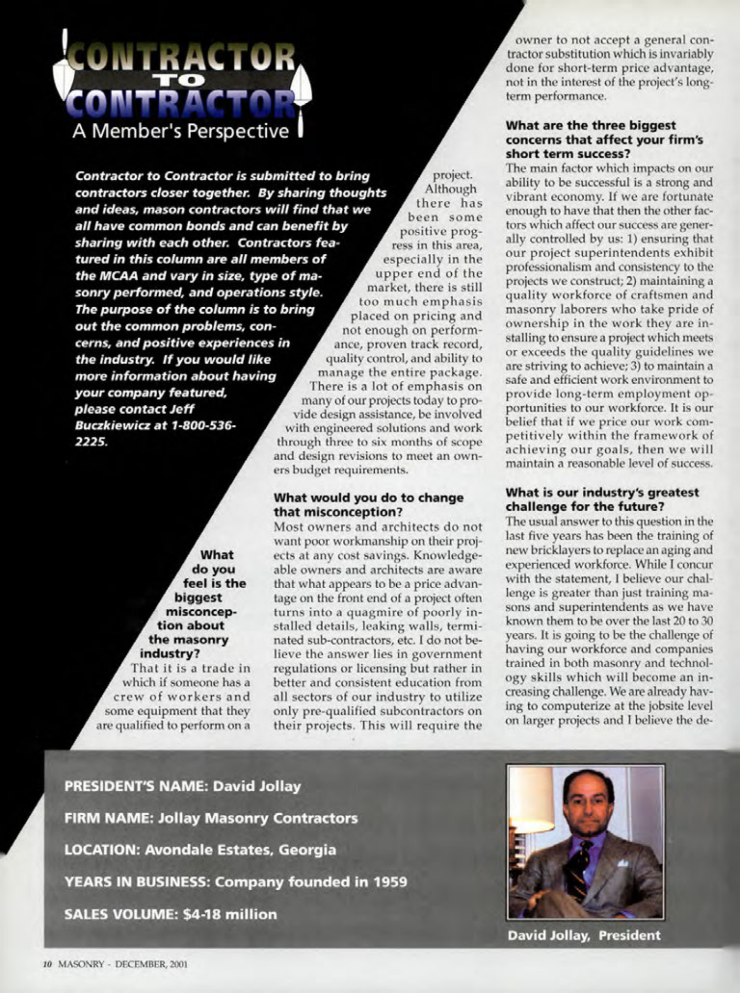 Masonry Magazine December 2001 Page. 10