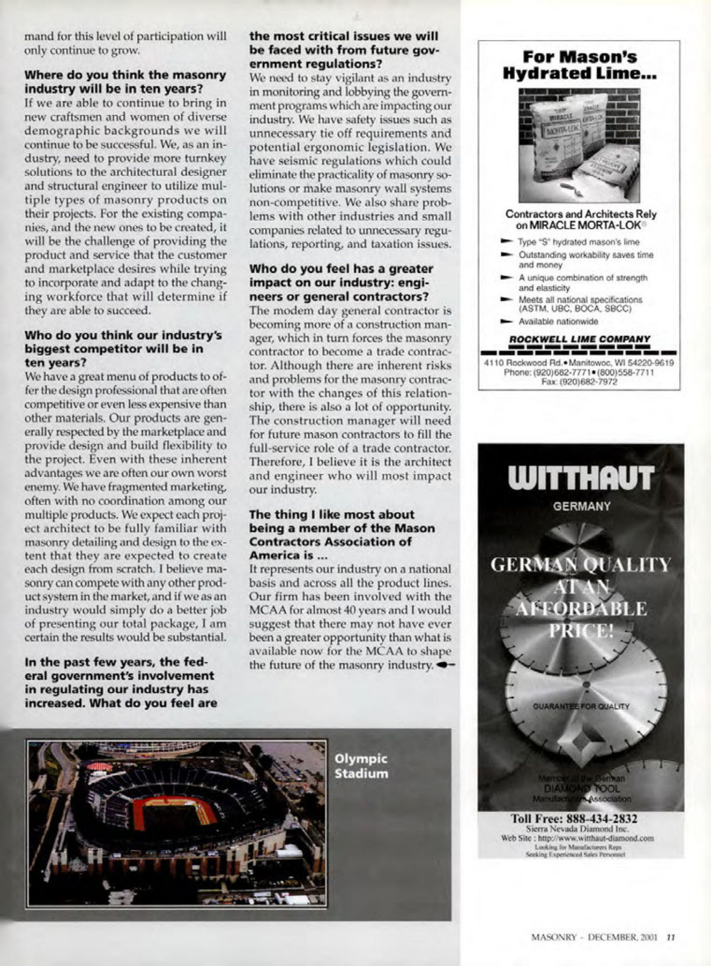 Masonry Magazine December 2001 Page. 11