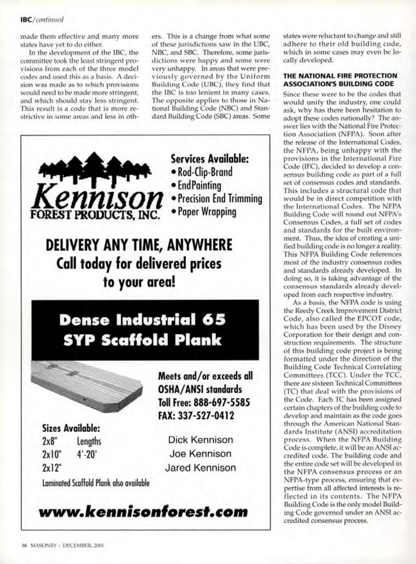 Masonry Magazine December 2001 Page. 16