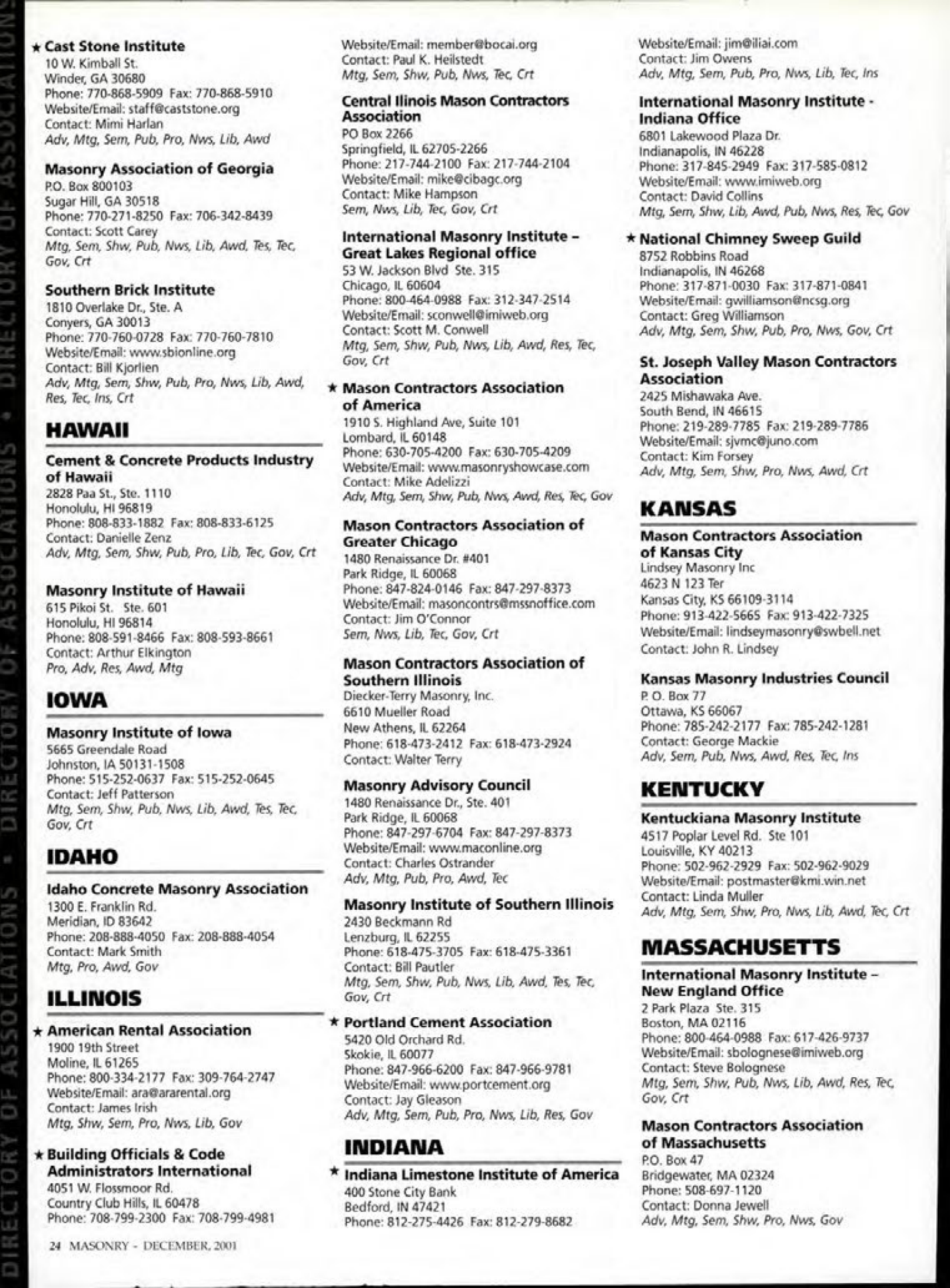 Masonry Magazine December 2001 Page. 24