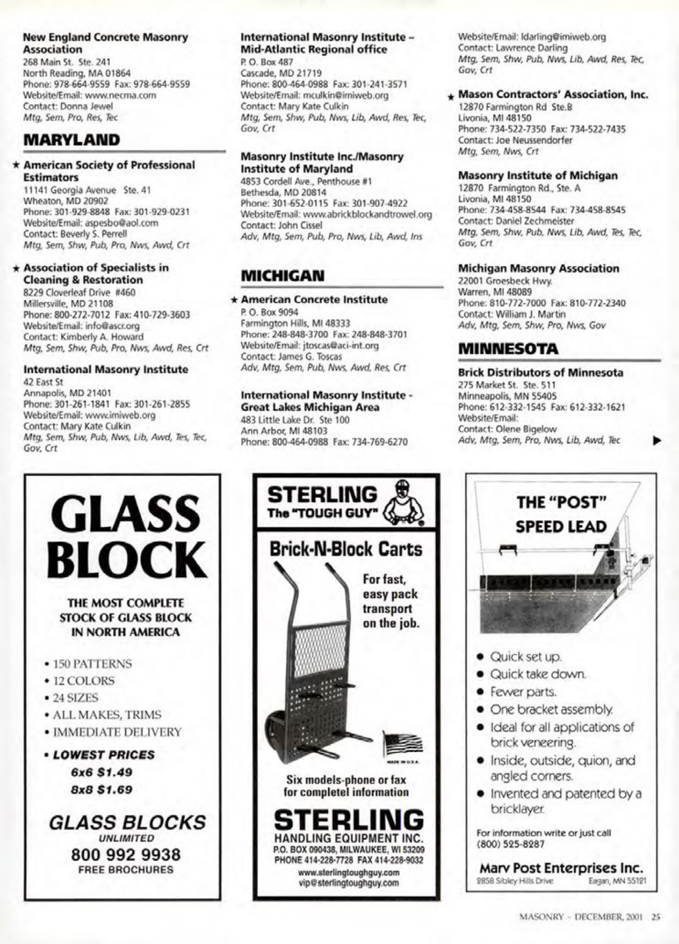 Masonry Magazine December 2001 Page. 25