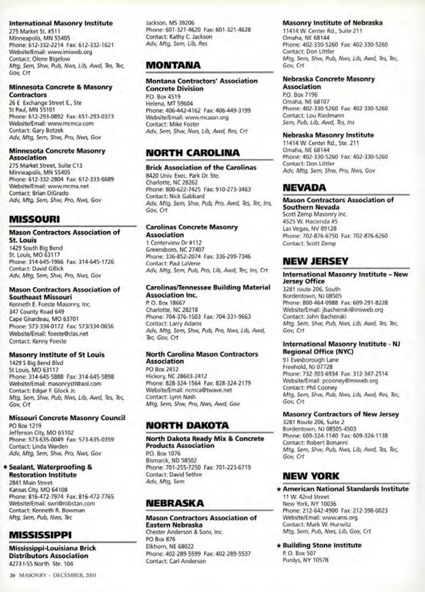 Masonry Magazine December 2001 Page. 26