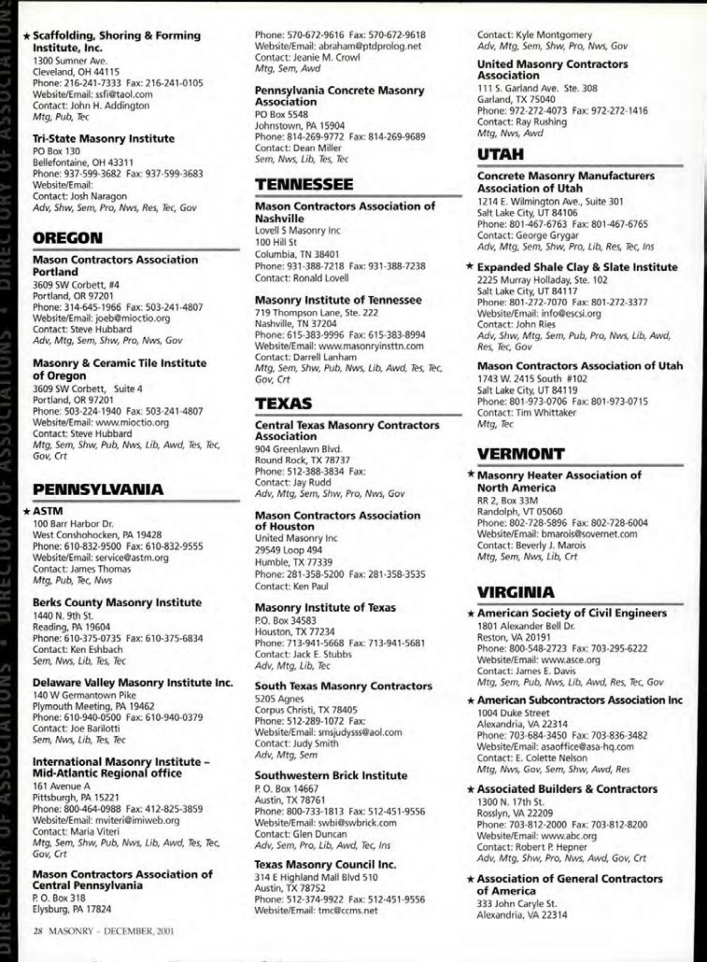 Masonry Magazine December 2001 Page. 28
