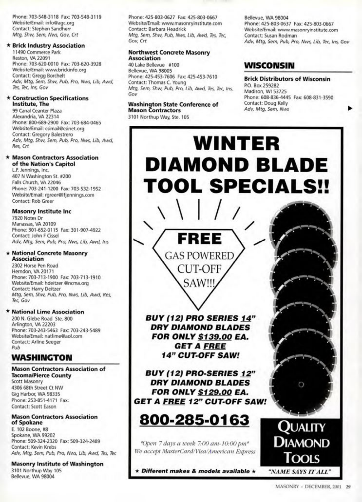 Masonry Magazine December 2001 Page. 29