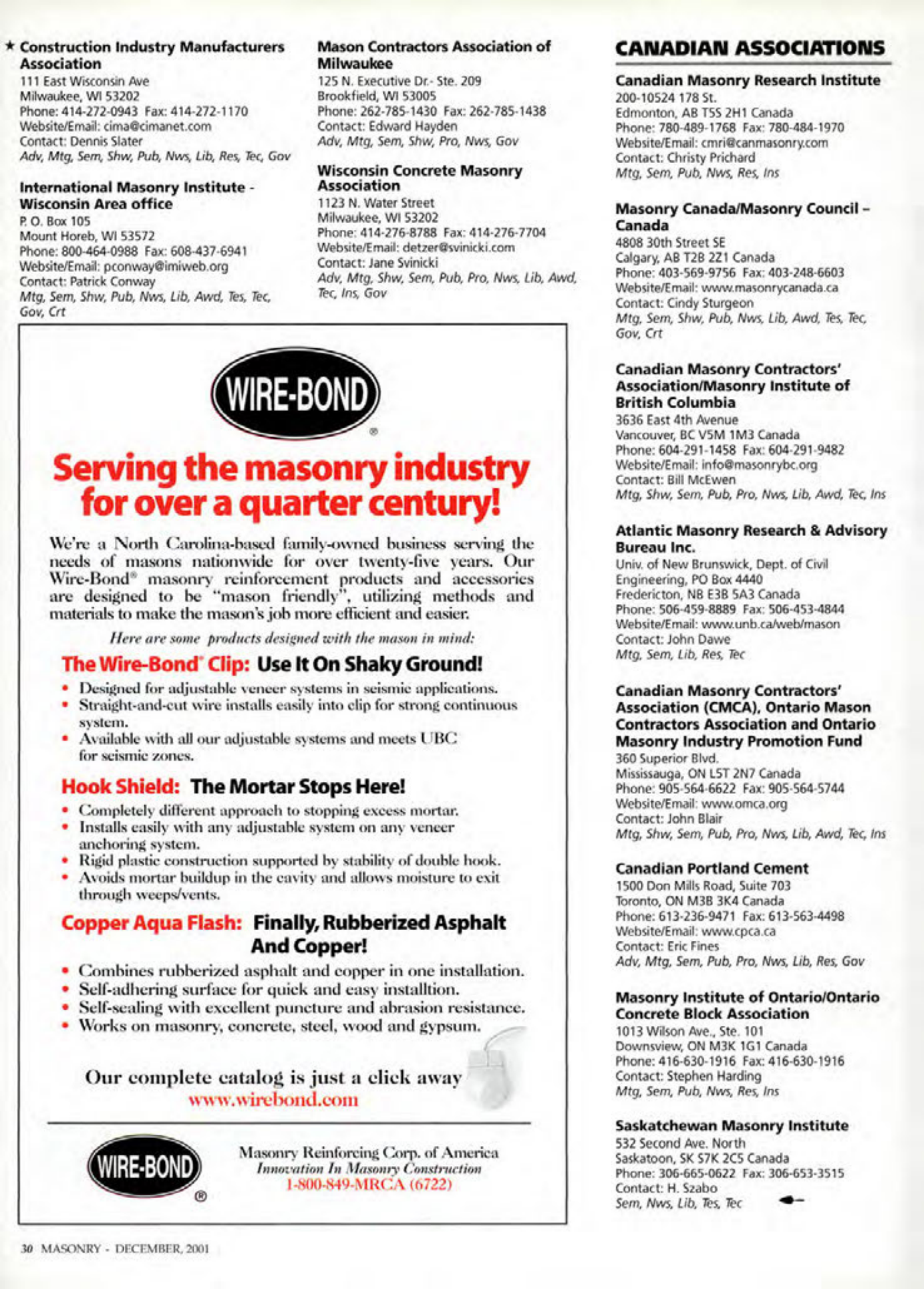 Masonry Magazine December 2001 Page. 30