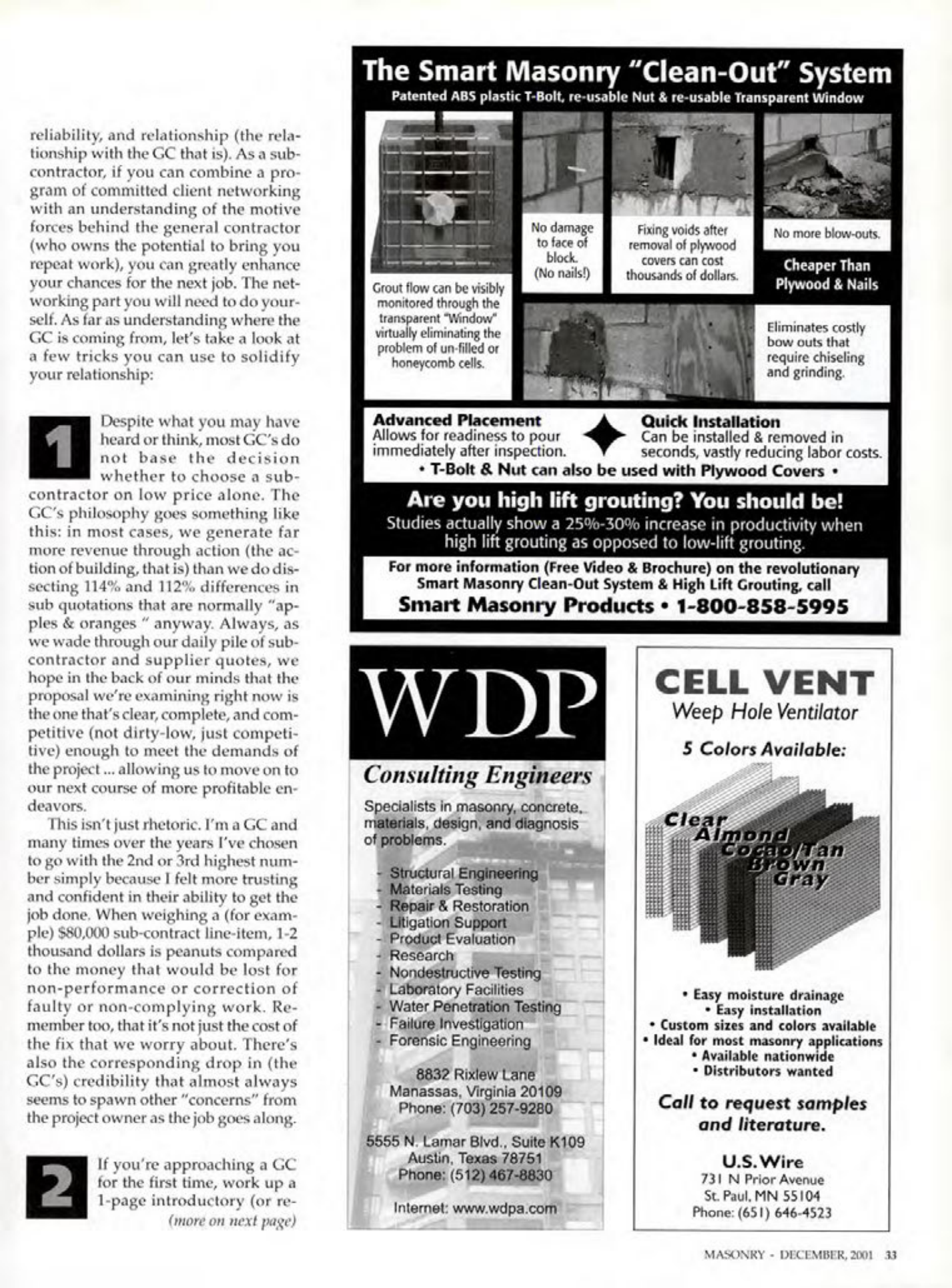 Masonry Magazine December 2001 Page. 33