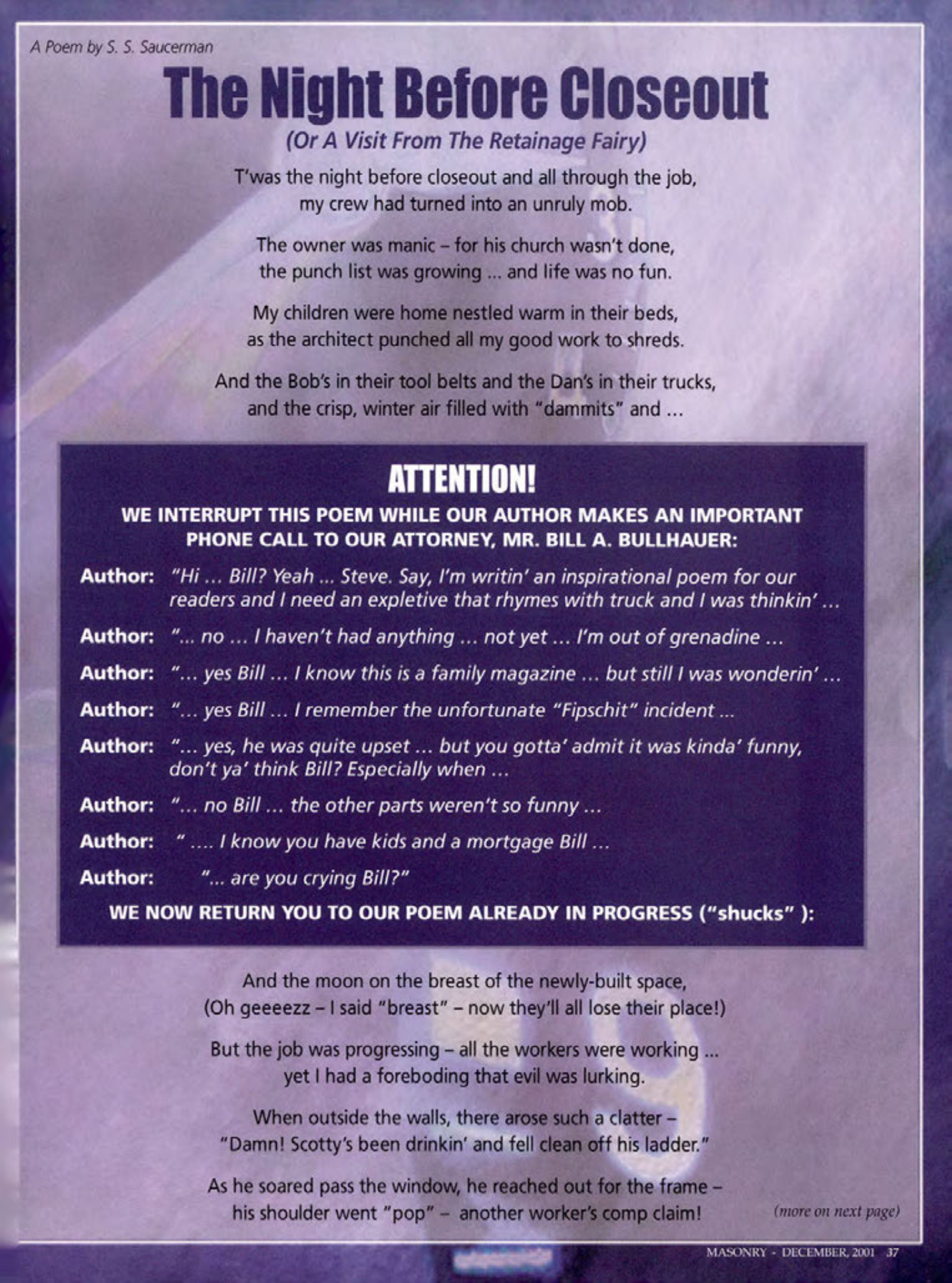 Masonry Magazine December 2001 Page. 37