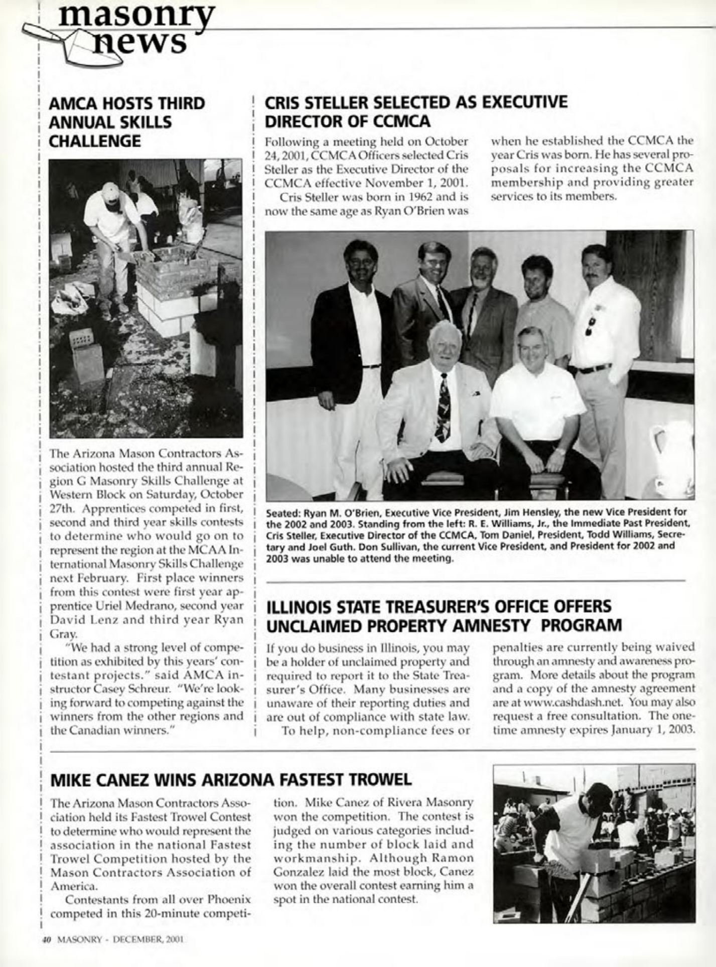 Masonry Magazine December 2001 Page. 40