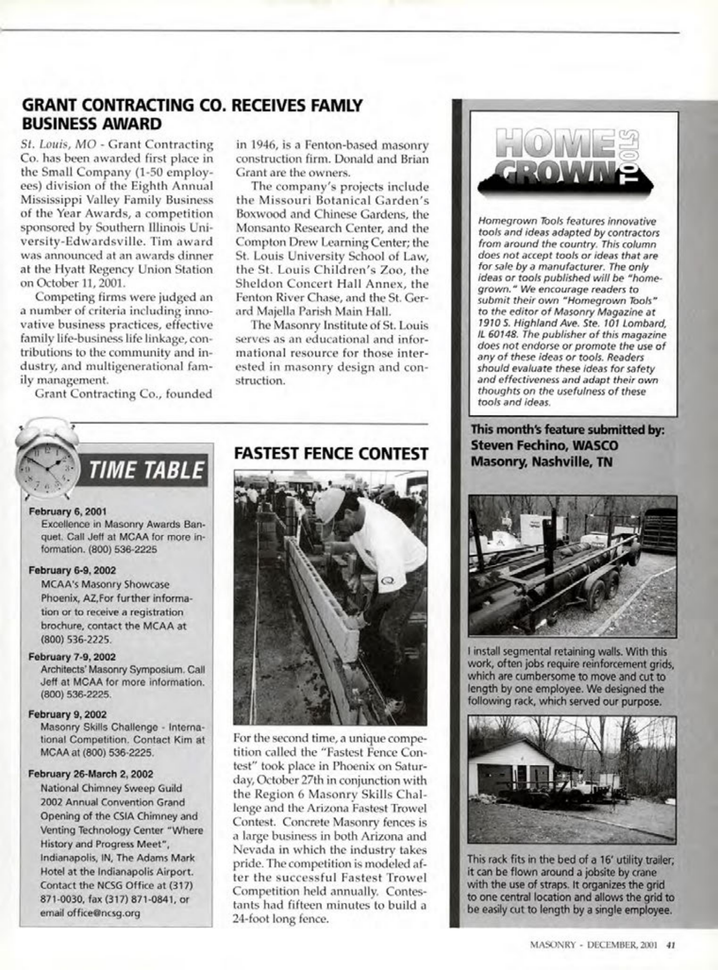 Masonry Magazine December 2001 Page. 41