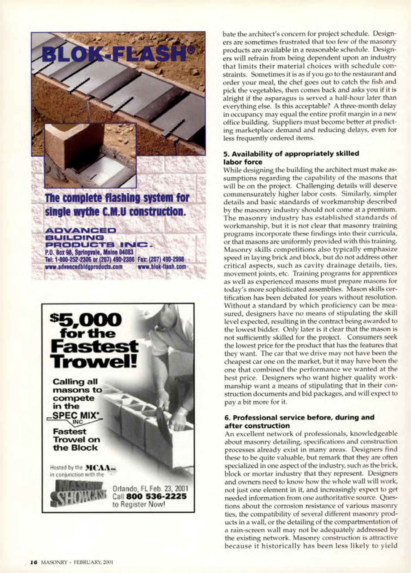 Masonry Magazine February 2001 Page. 16
