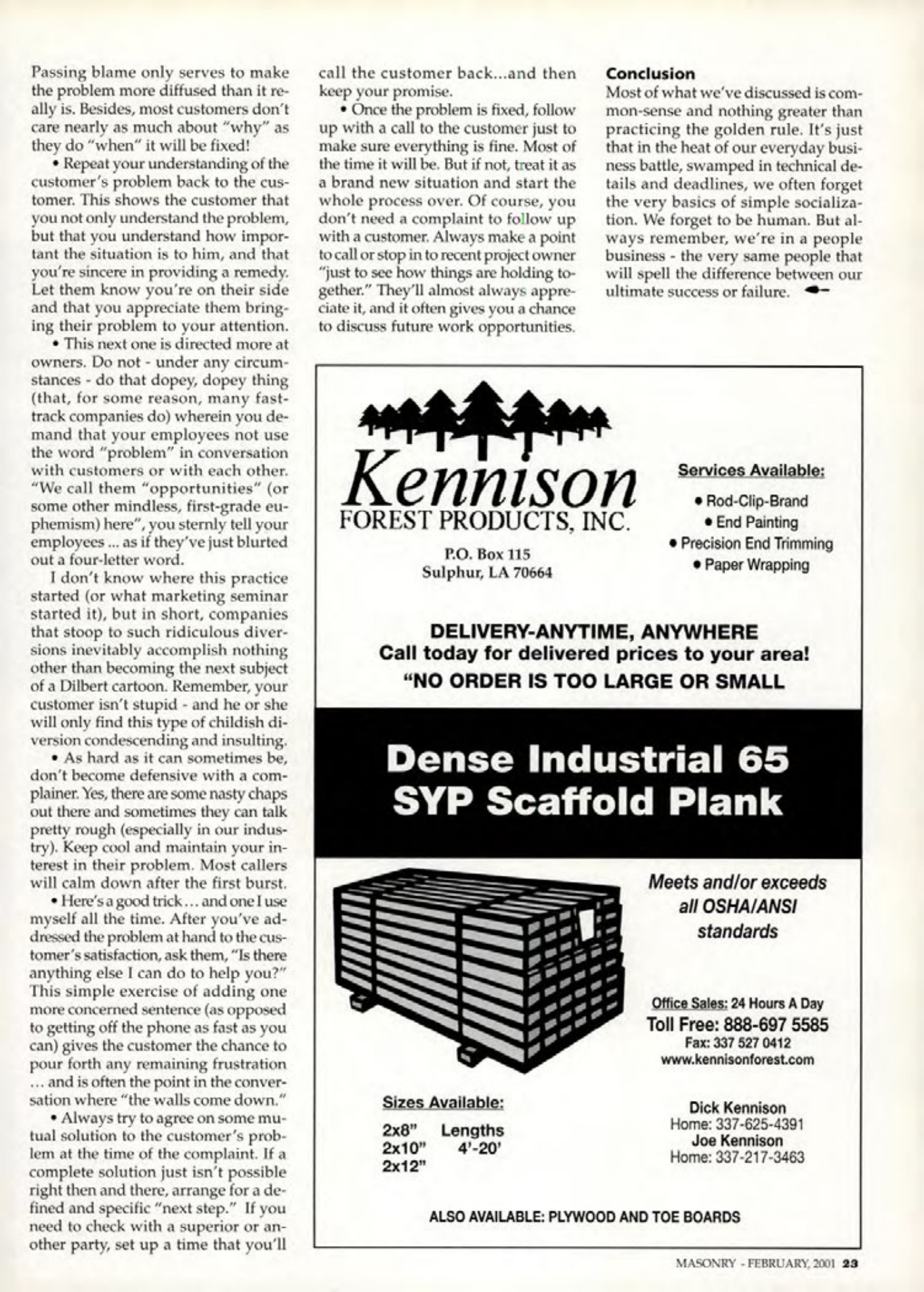 Masonry Magazine February 2001 Page. 23