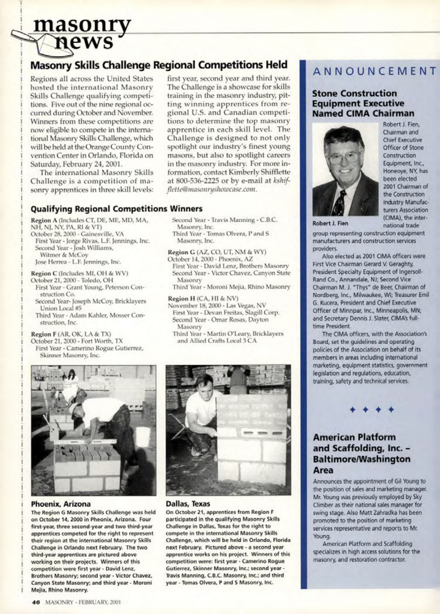 Masonry Magazine February 2001 Page. 46