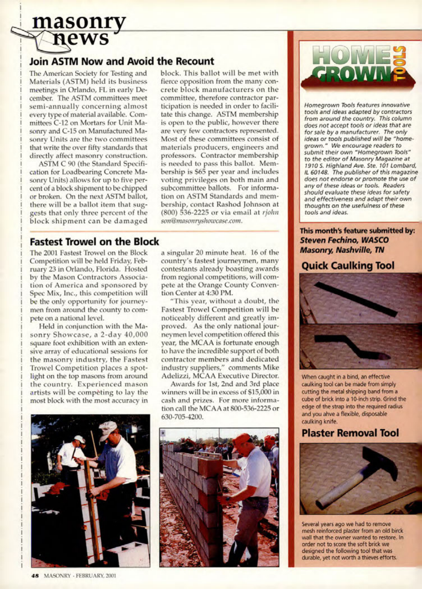Masonry Magazine February 2001 Page. 48