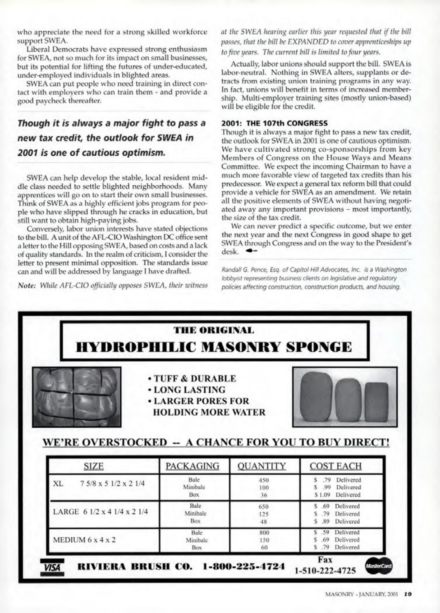 Masonry Magazine January 2001 Page. 19