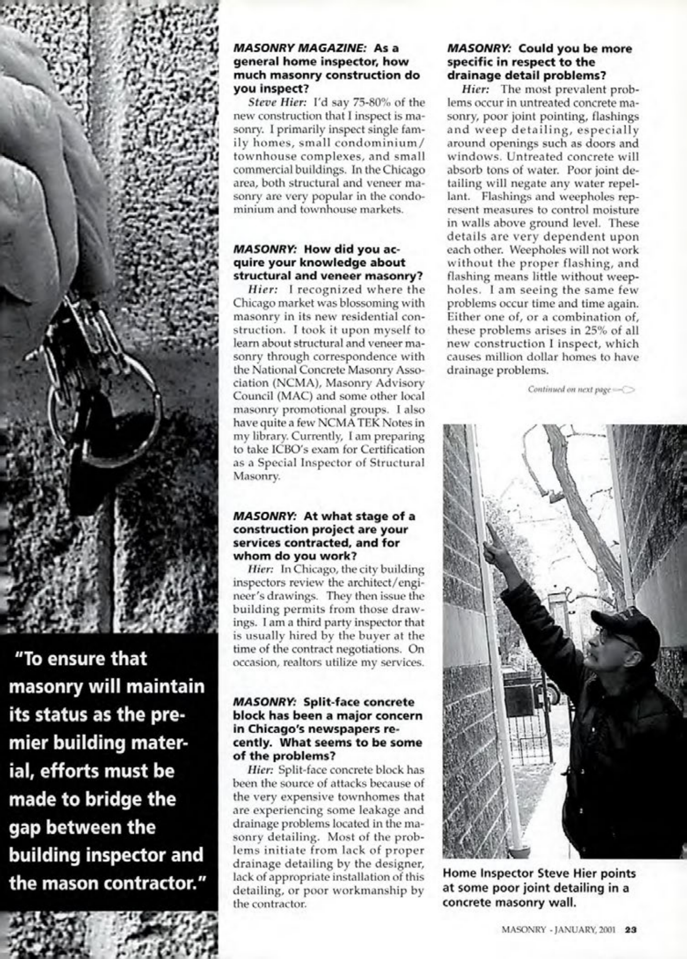 Masonry Magazine January 2001 Page. 23