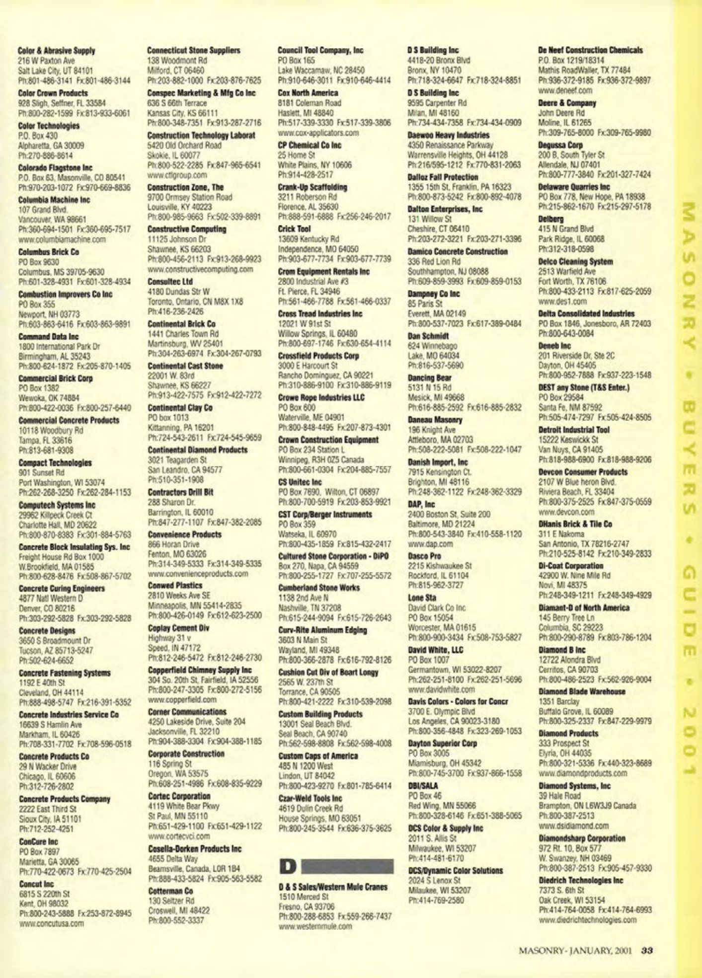 Masonry Magazine January 2001 Page. 33